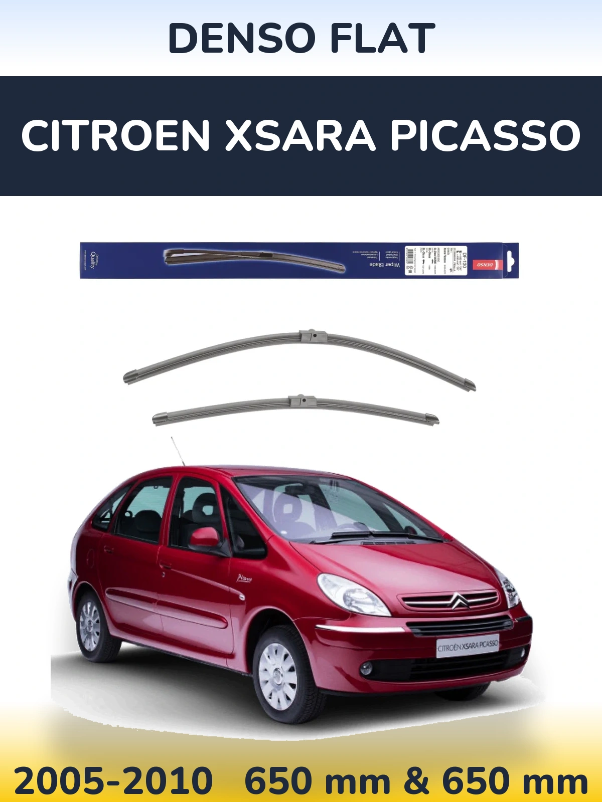 Комплект передних дворников Denso Flat 650 & 650 мм для Citroen Xsara Picasso 2005-2010