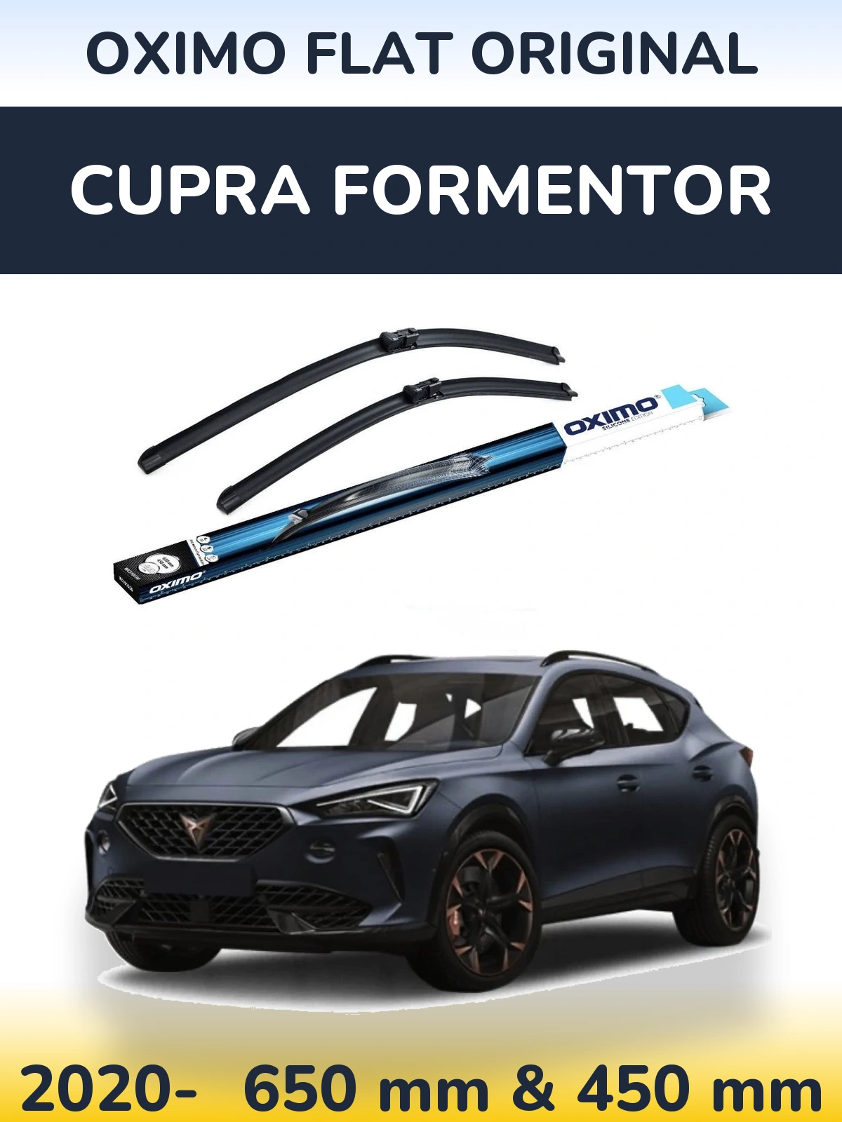 Komplet przednich wycieraczek Oximo Flat Original 650 & 450 mm do Cupra Formentor 2020-2026