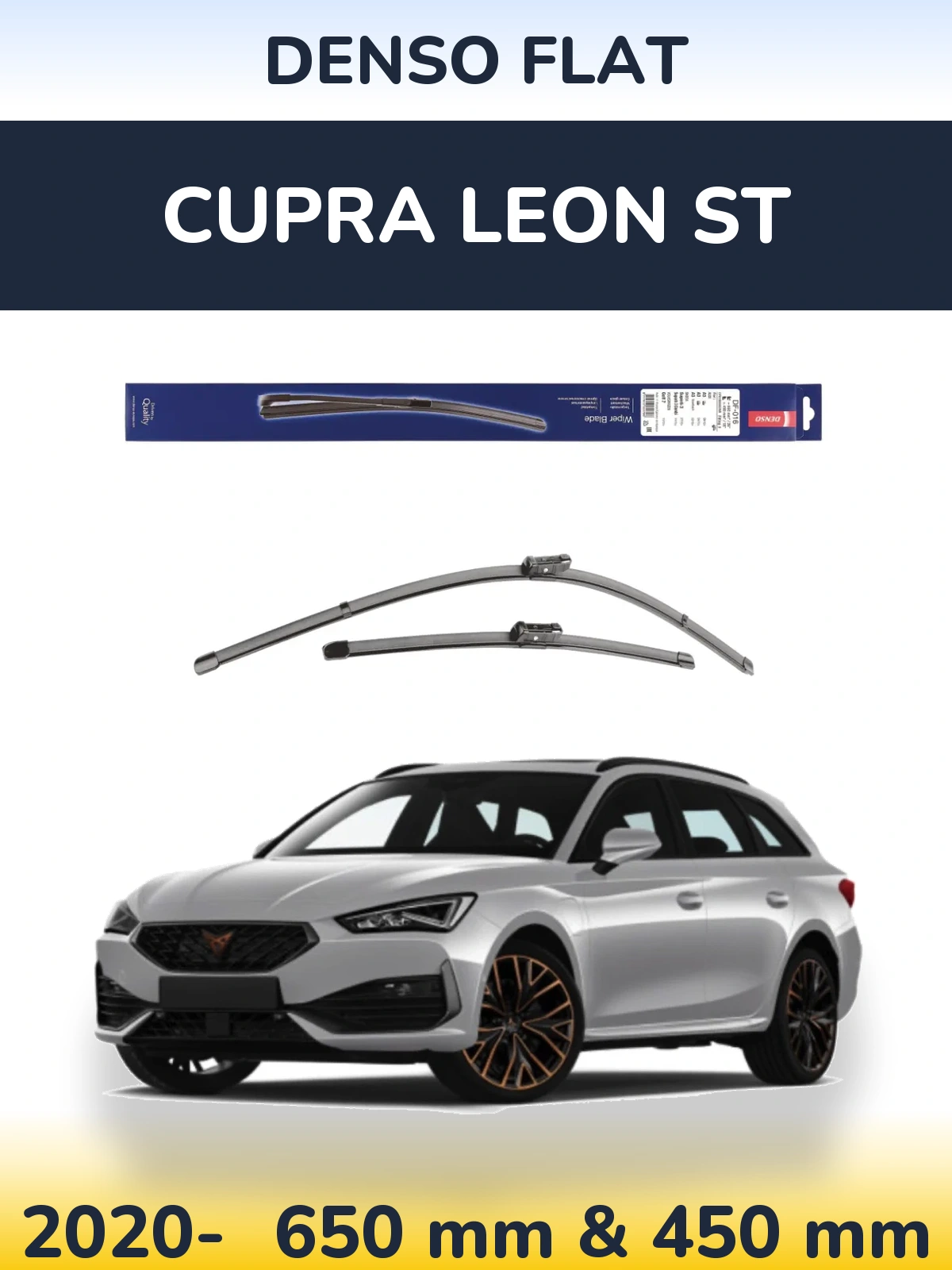 Front wiper blade set Denso Flat 650 & 450 mm for Cupra Leon ST 2020-2026
