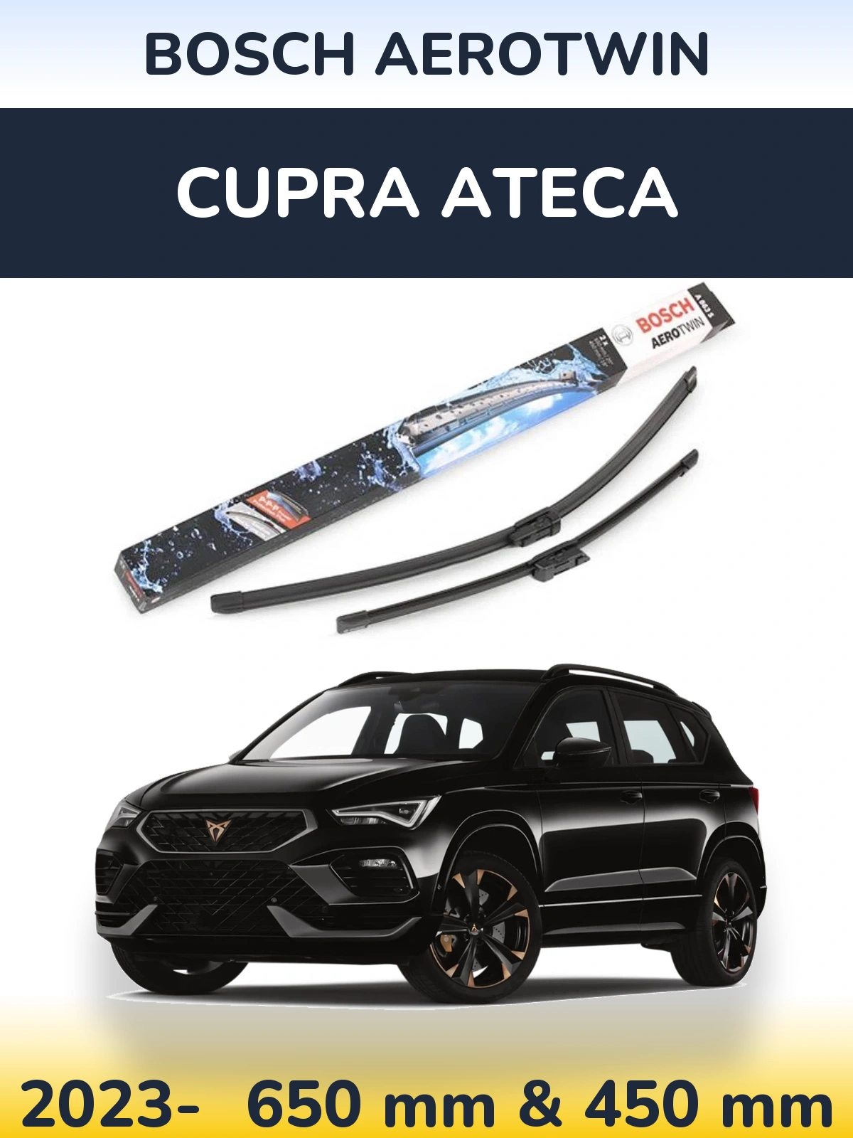 Komplet przednich wycieraczek BOSCH AeroTwin 650 & 450 mm do Cupra Ateca 2023-2026