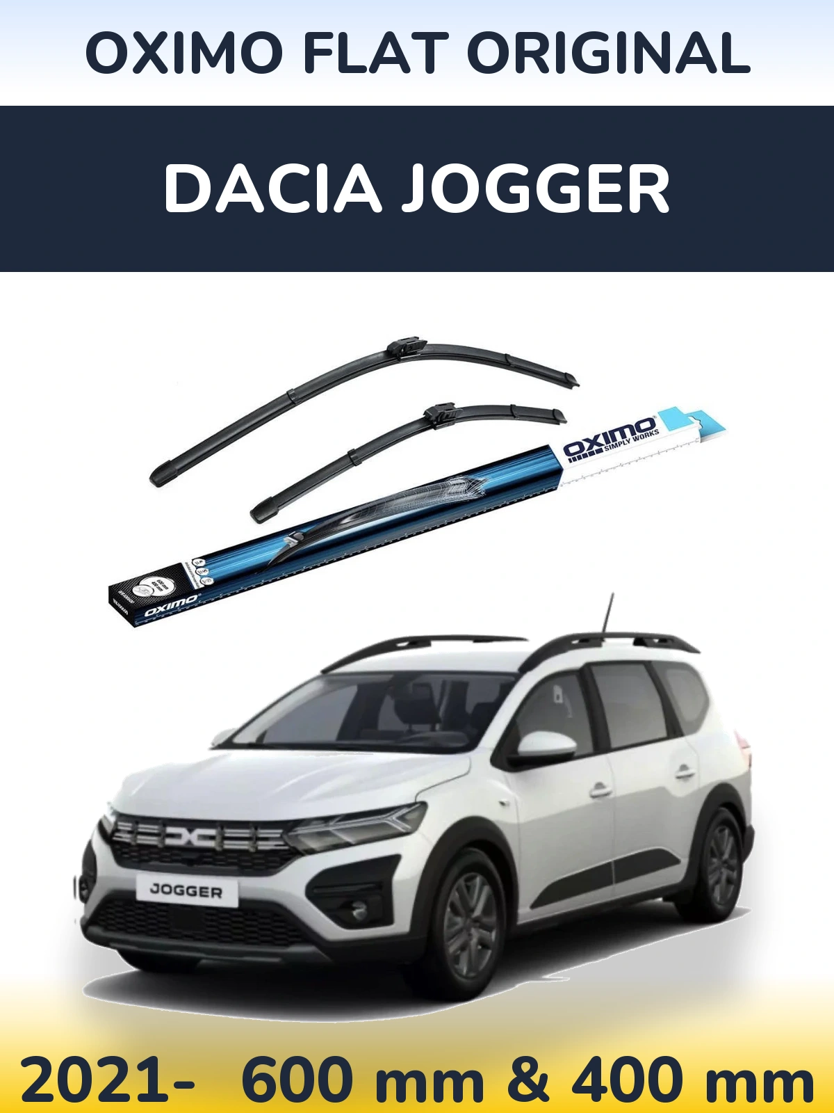 Komplet przednich wycieraczek Oximo Flat Original 600 & 400 mm do Dacia Jogger 2021-2026