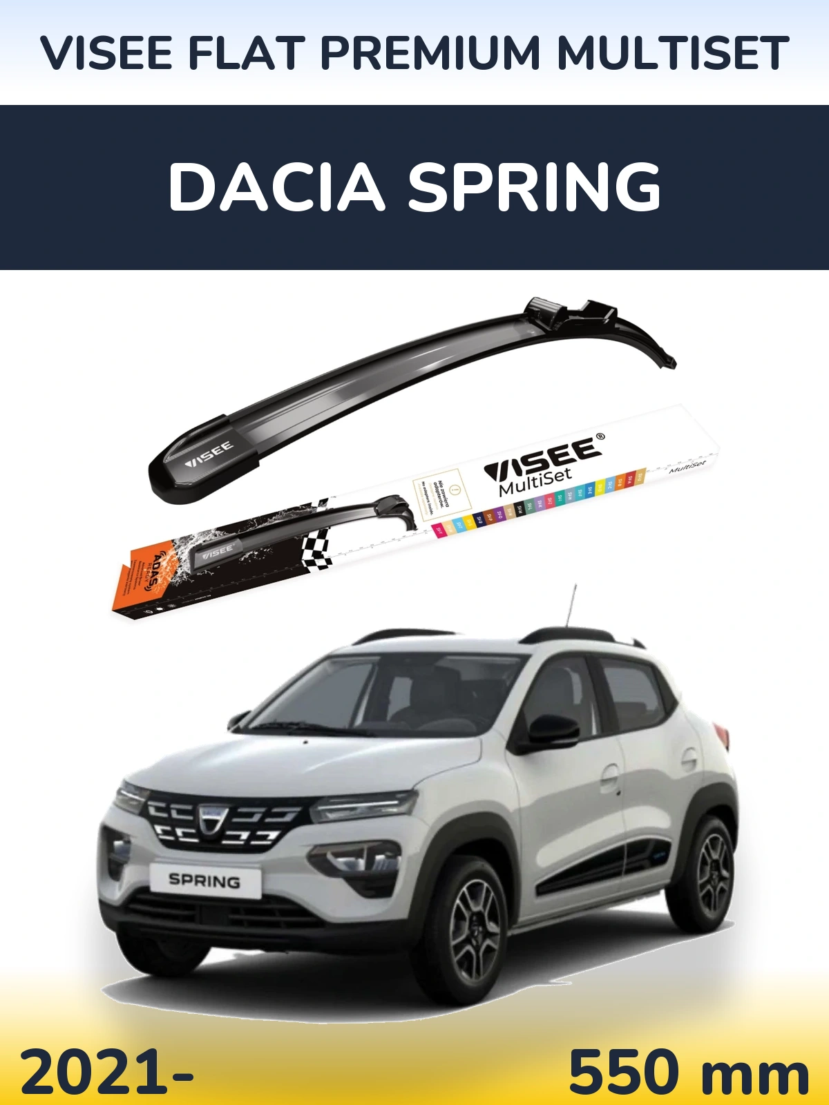 Przednia wycieraczka VISEE FLAT PREMIUM MultiSet 550 mm do Dacia Spring 2021-2026