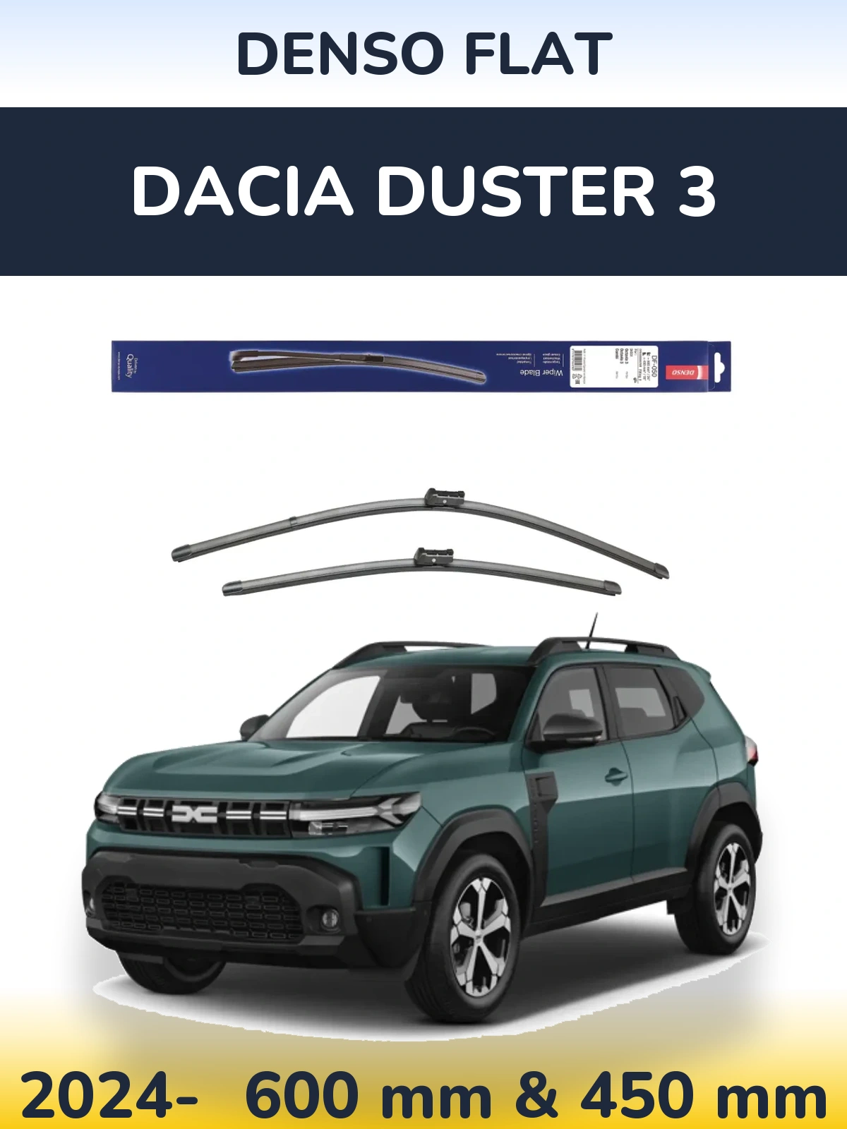 Комплект передніх щіток Denso Flat 600 & 450 мм для Dacia Duster 3 2024-2026