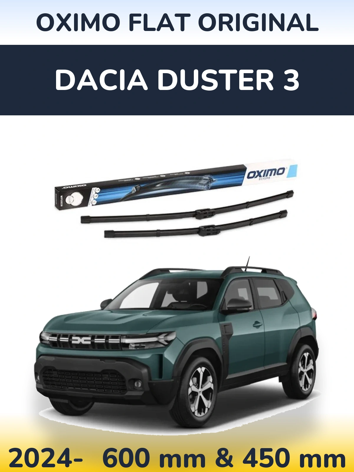 Комплект передних дворников Oximo Flat Original 600 & 450 мм для Dacia Duster 3 2024-2026