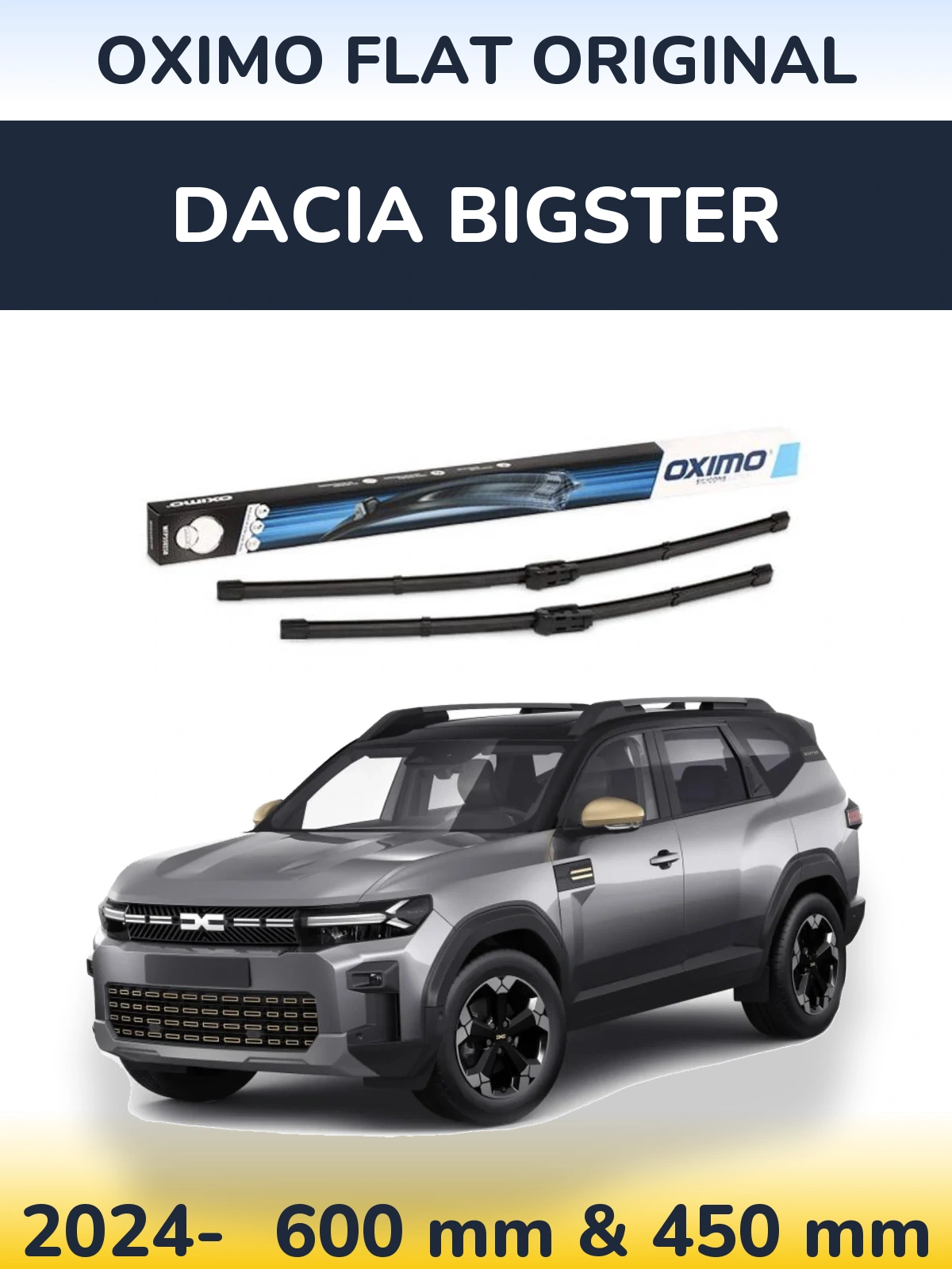 Komplet przednich wycieraczek Oximo Flat Original 600 & 450 mm do Dacia Bigster 2024-2026