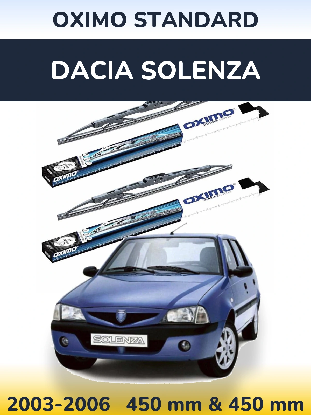 Komplet przednich wycieraczek Oximo Standard 450 & 450 mm do Dacia Solenza 2003-2006