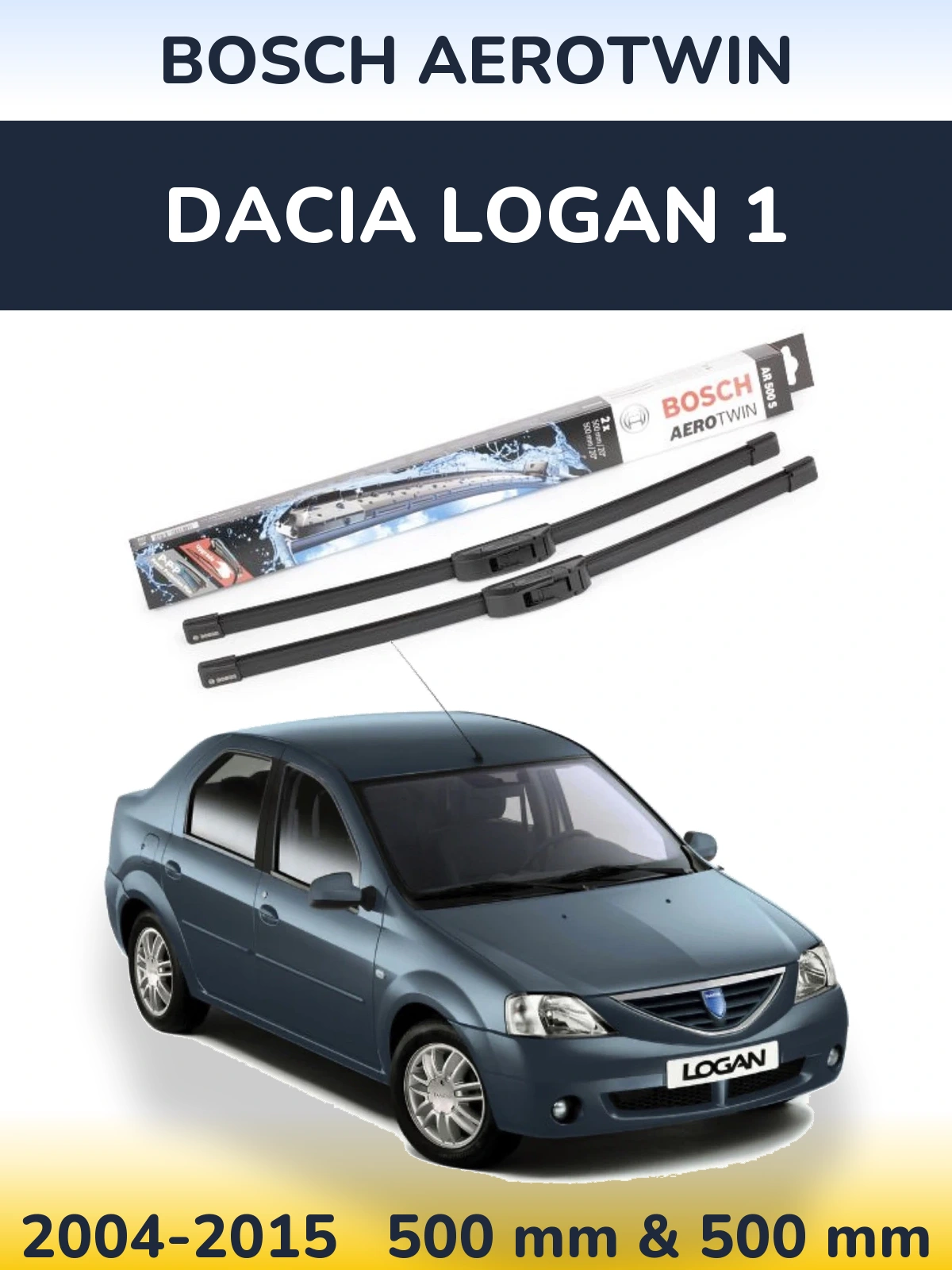 Komplet przednich wycieraczek BOSCH AeroTwin 500 & 500 mm do Dacia Logan 1 2004-2015