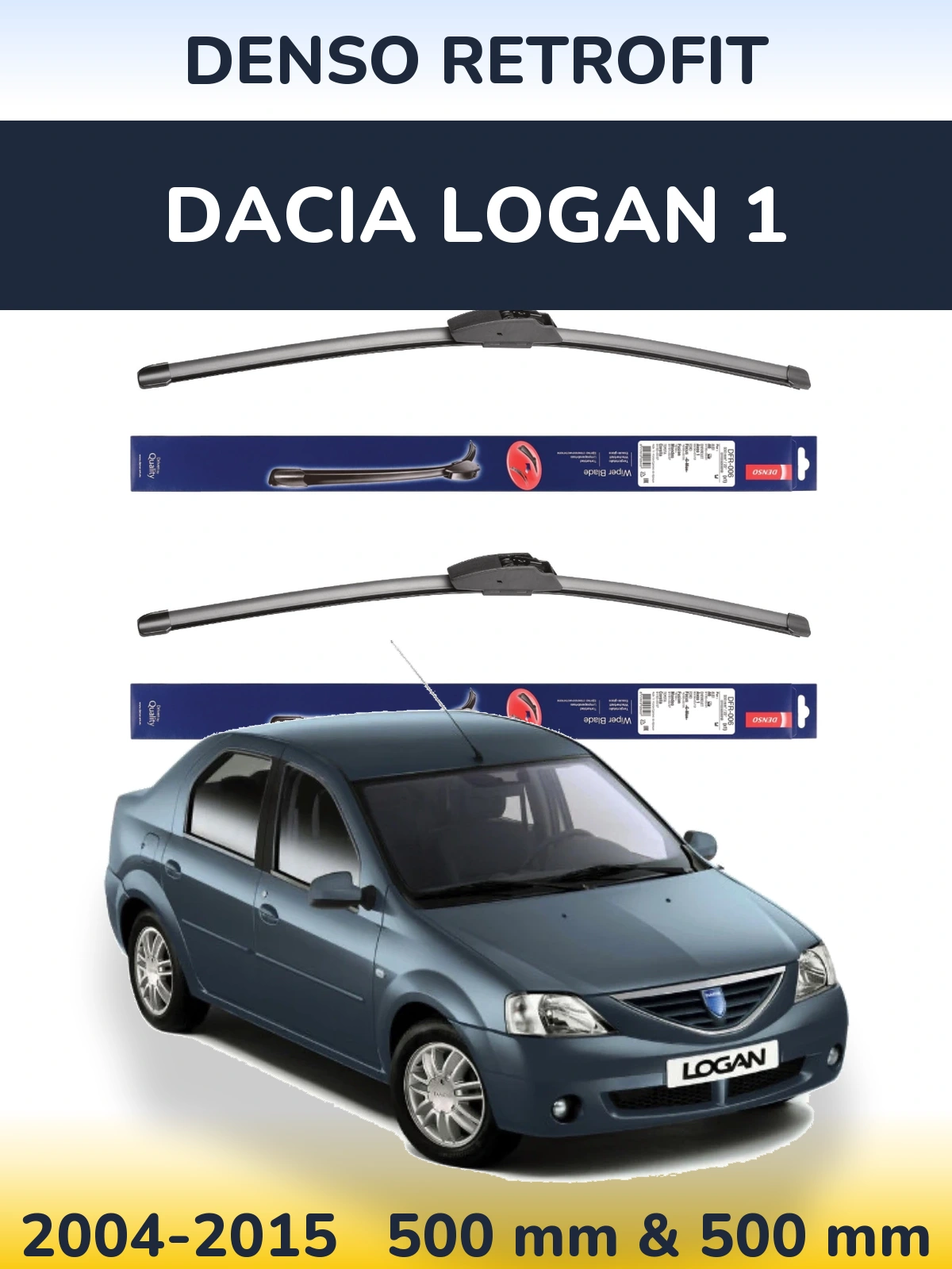 Комплект передних дворников Denso Retrofit 500 & 500 мм для Dacia Logan 1 2004-2015
