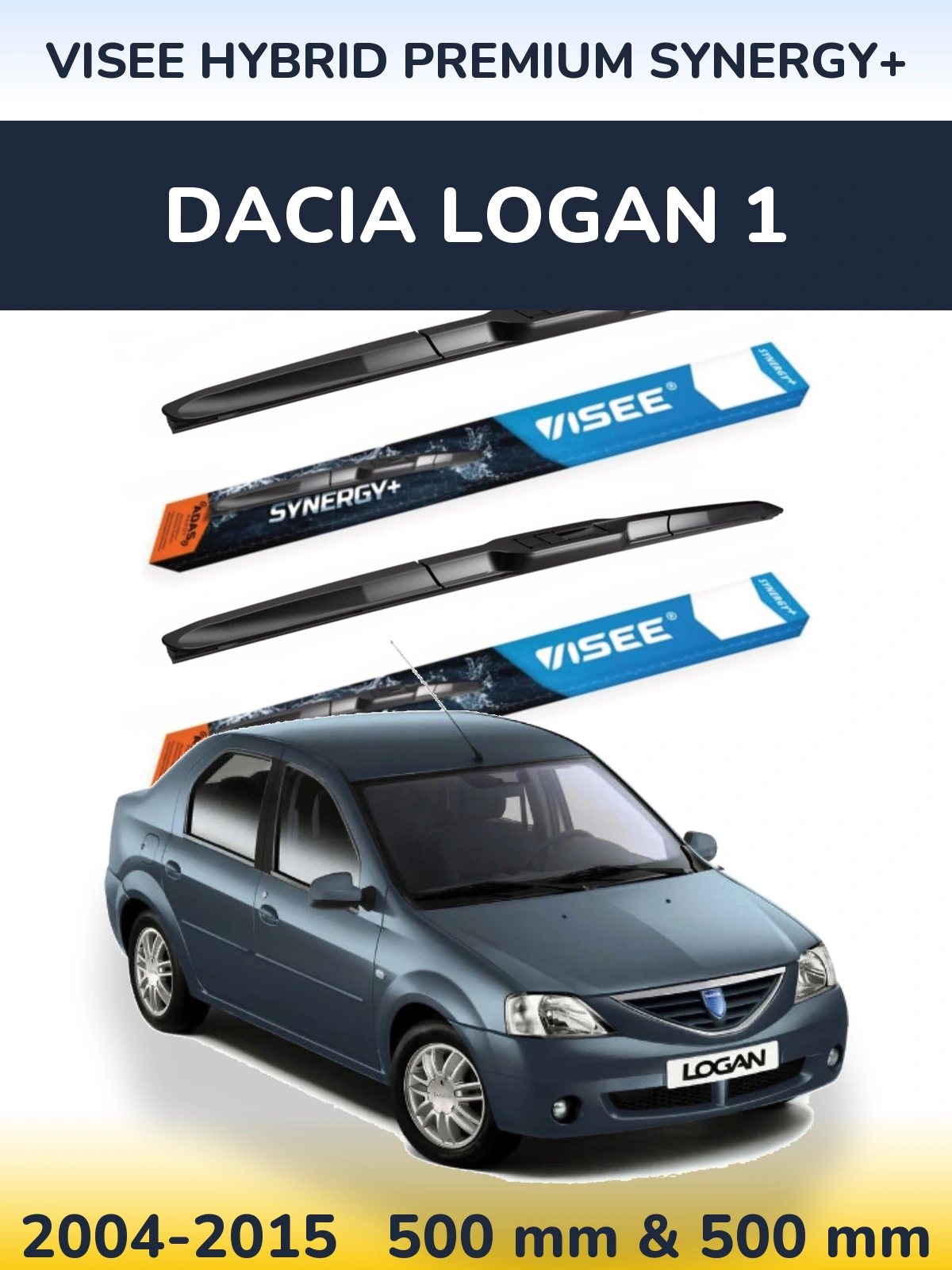 Komplet przednich wycieraczek VISEE HYBRID PREMIUM SYNERGY+ 500 & 500 mm do Dacia Logan 1 2004-2015