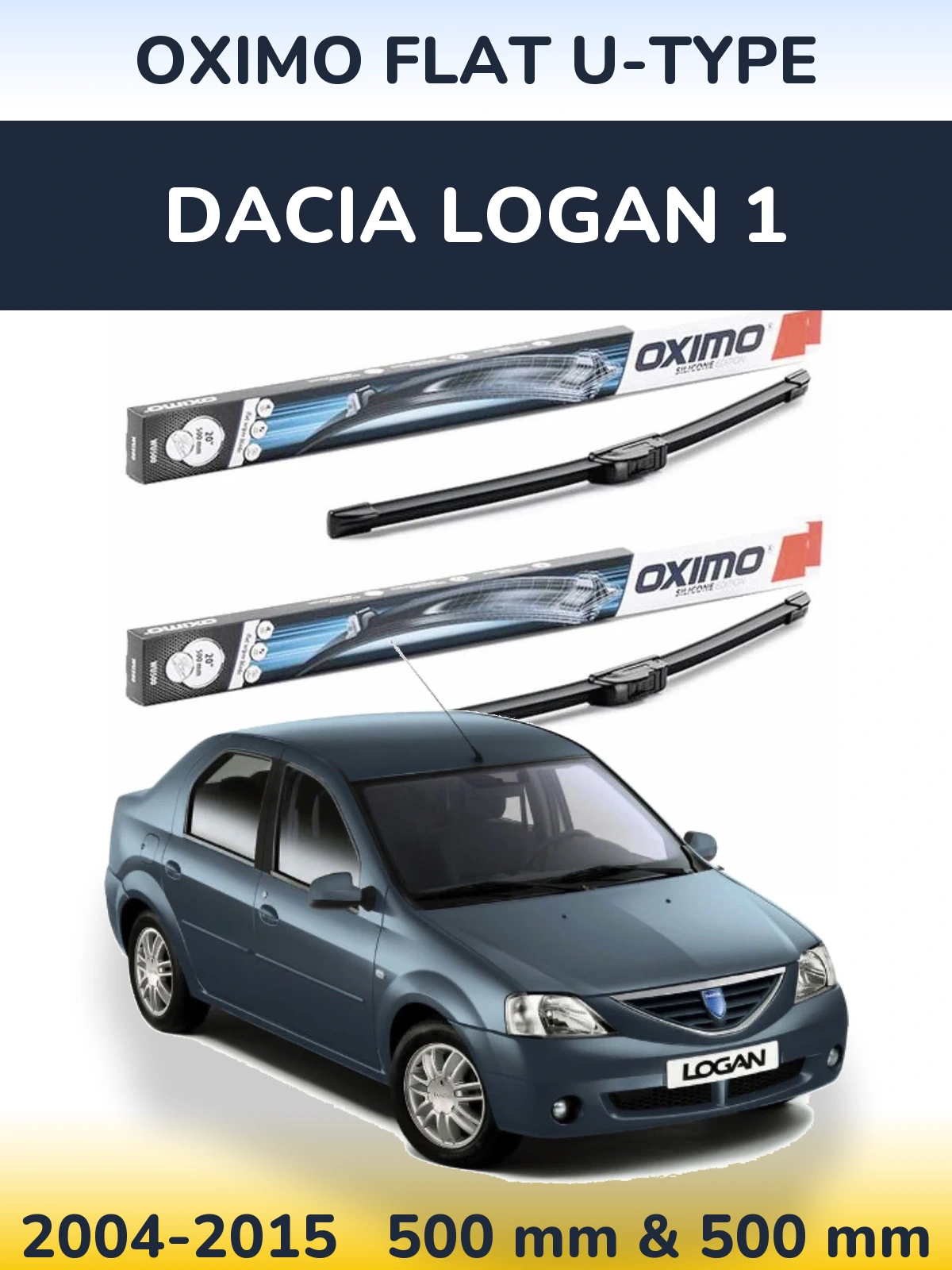 Komplet przednich wycieraczek Oximo Flat U-type 500 & 500 mm do Dacia Logan 1 2004-2015