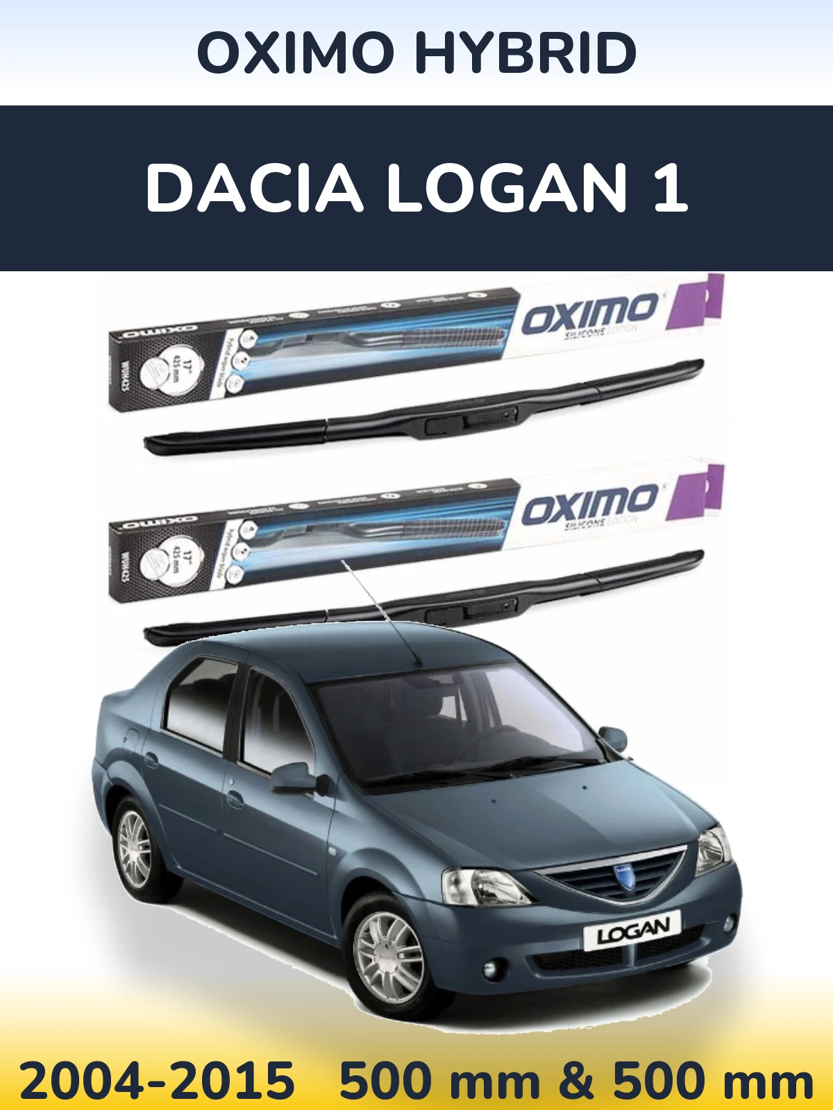 Komplet przednich wycieraczek Oximo Hybrid 500 & 500 mm do Dacia Logan 1 2004-2015