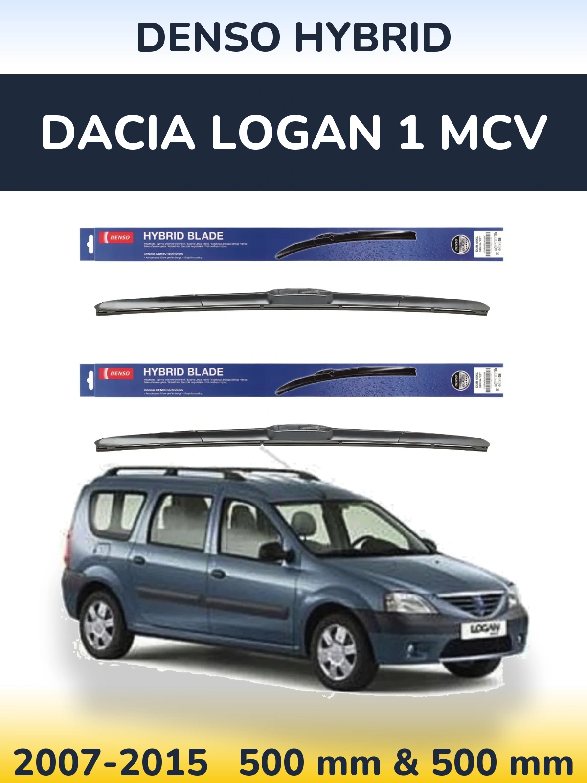 Комплект передніх щіток Denso Hybrid 500 & 500 мм для Dacia Logan 1 MCV 2007-2015