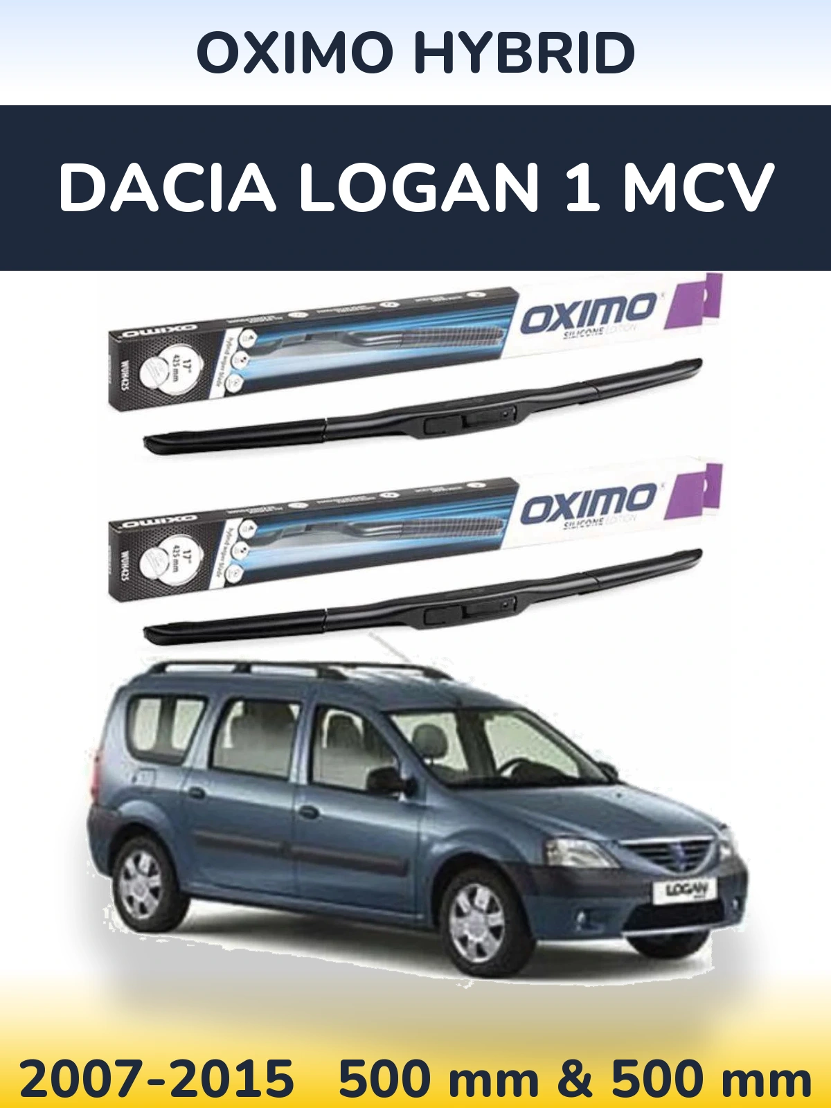 Komplet przednich wycieraczek Oximo Hybrid 500 & 500 mm do Dacia Logan 1 MCV 2007-2015
