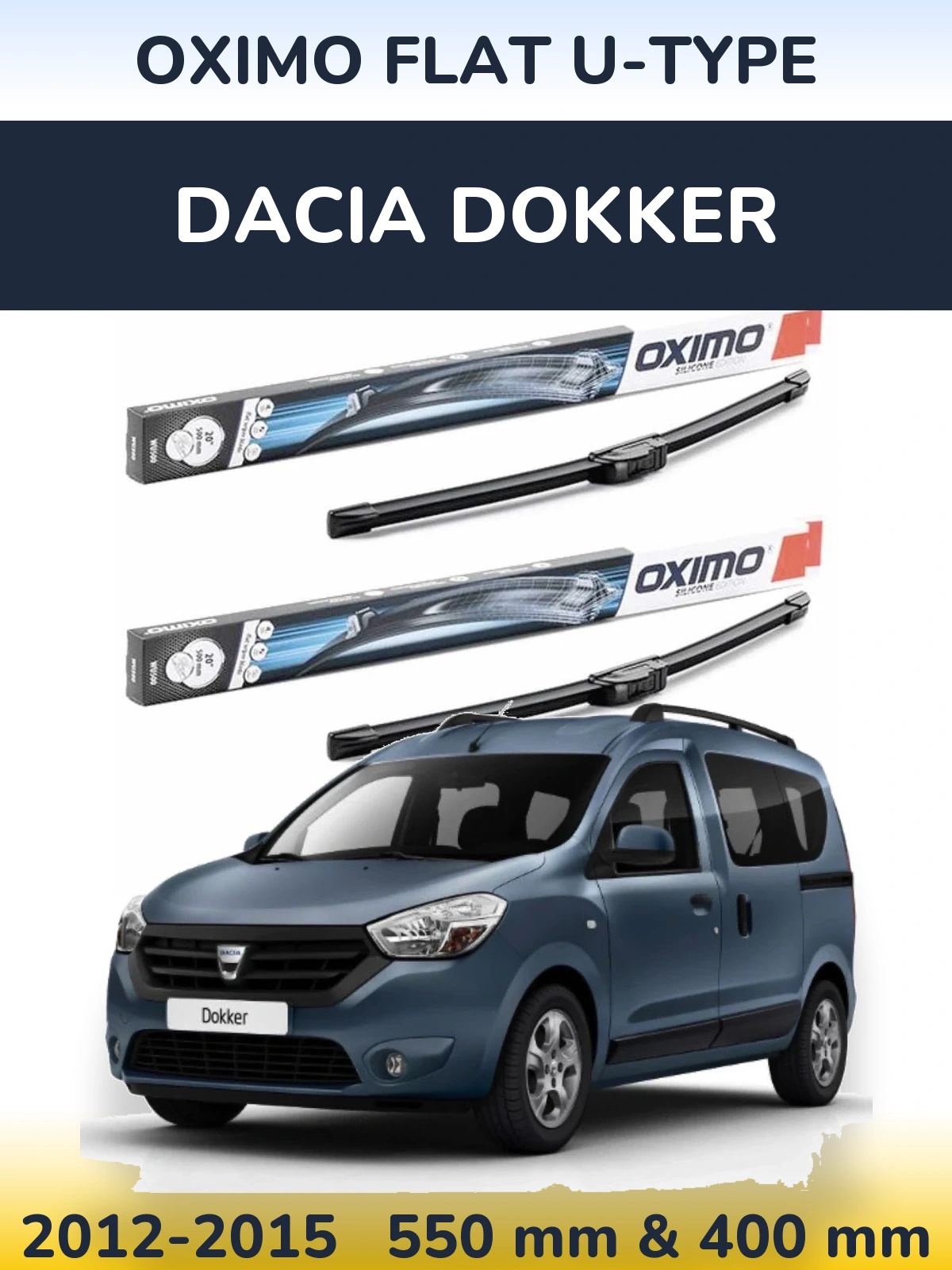 Komplet przednich wycieraczek Oximo Flat U-type 550 & 400 mm do Dacia Dokker 2012-2015