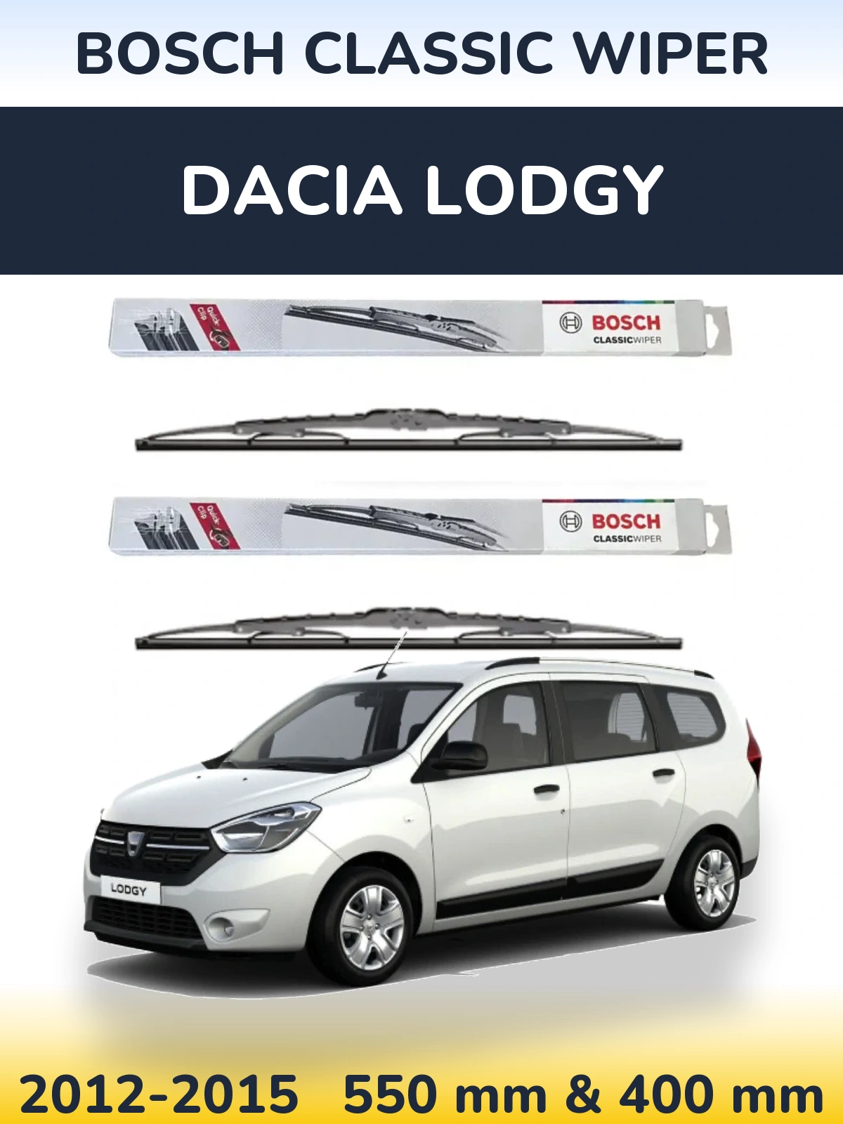 Комплект передних дворников BOSCH Classic Wiper 550 & 400 мм для Dacia Lodgy 2012-2015