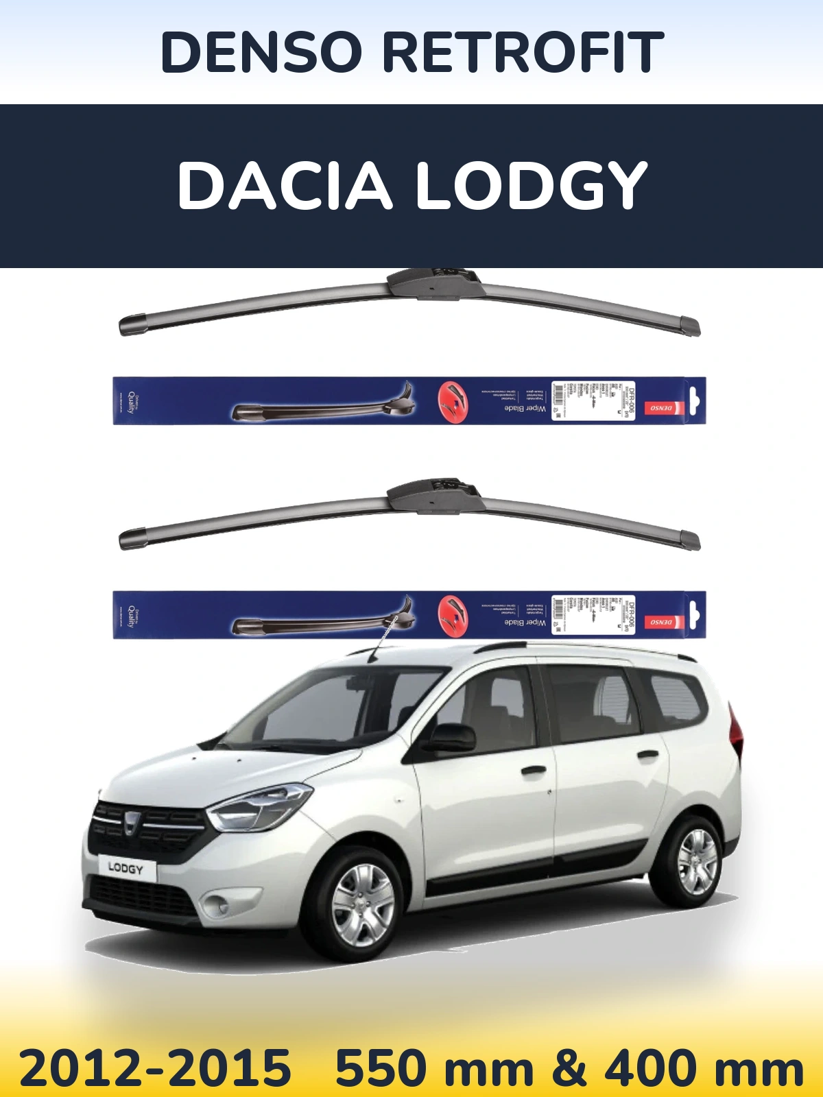 Комплект передних дворников Denso Retrofit 550 & 400 мм для Dacia Lodgy 2012-2015