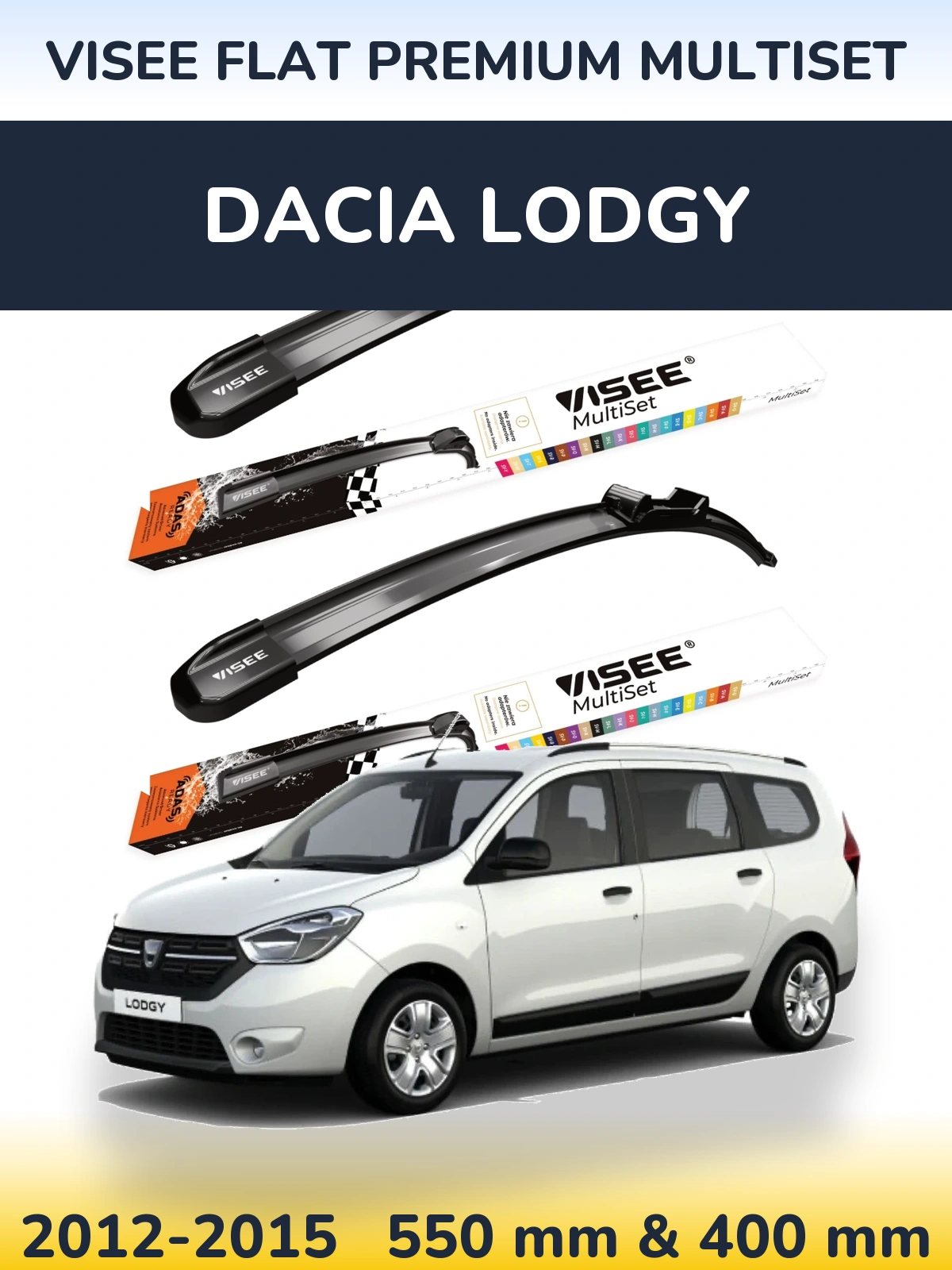 Комплект передних дворников VISEE FLAT PREMIUM MultiSet 550 & 400 мм для Dacia Lodgy 2012-2015