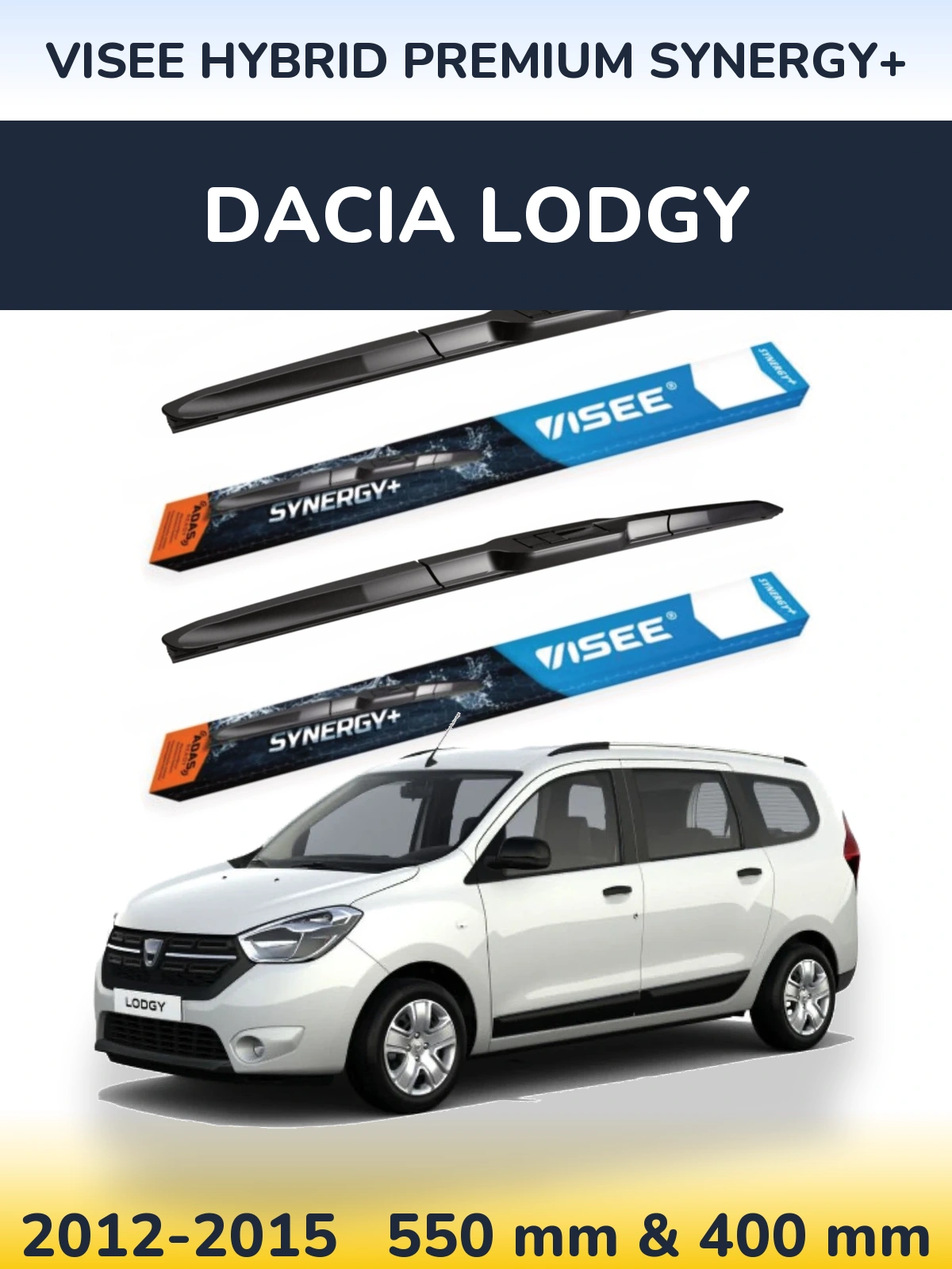 Комплект передних дворников VISEE HYBRID PREMIUM SYNERGY+ 550 & 400 мм для Dacia Lodgy 2012-2015