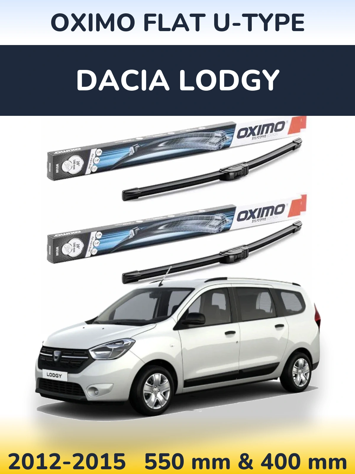Комплект передних дворников Oximo Flat U-type 550 & 400 мм для Dacia Lodgy 2012-2015
