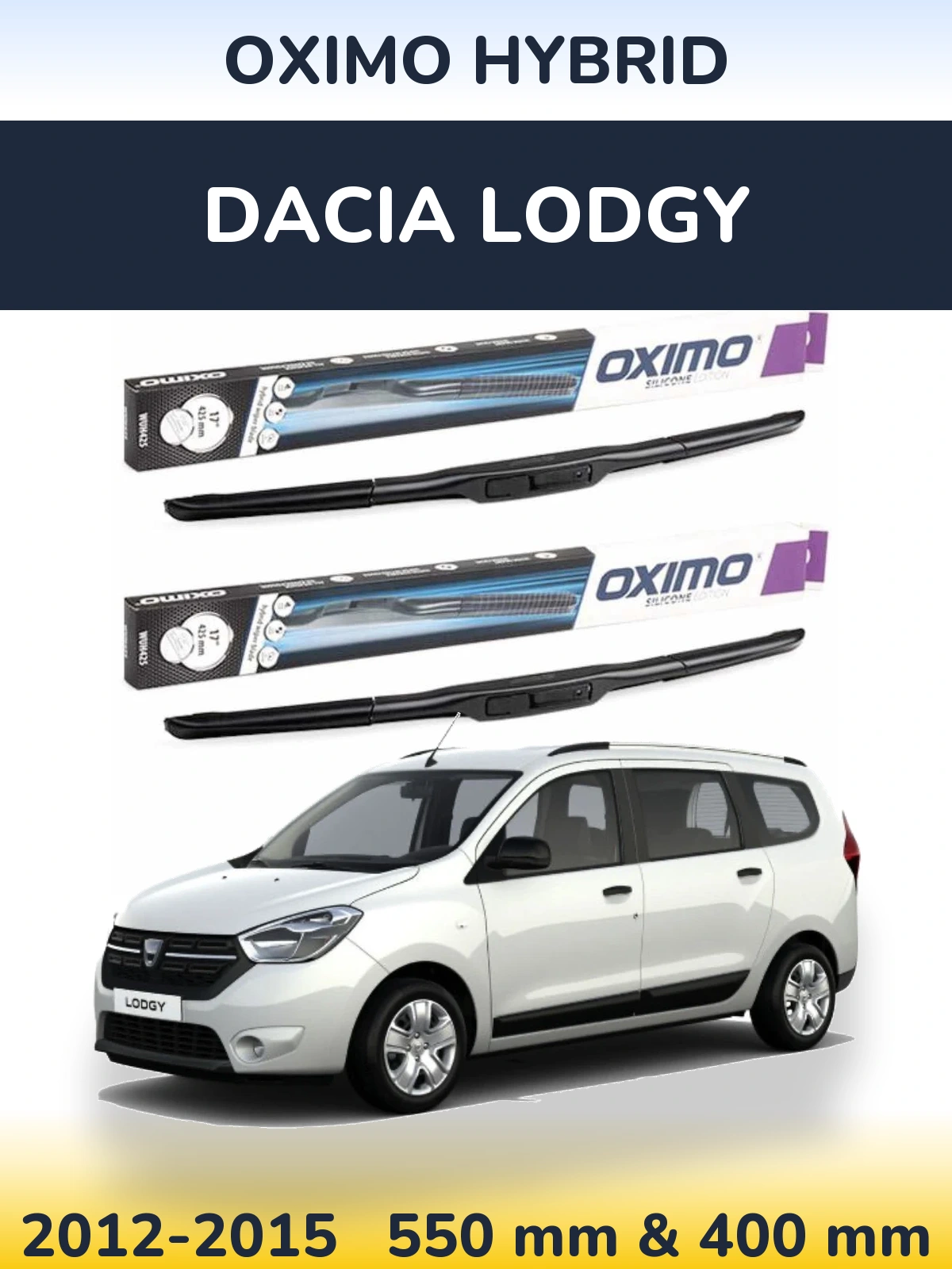 Комплект передних дворников Oximo Hybrid 550 & 400 мм для Dacia Lodgy 2012-2015