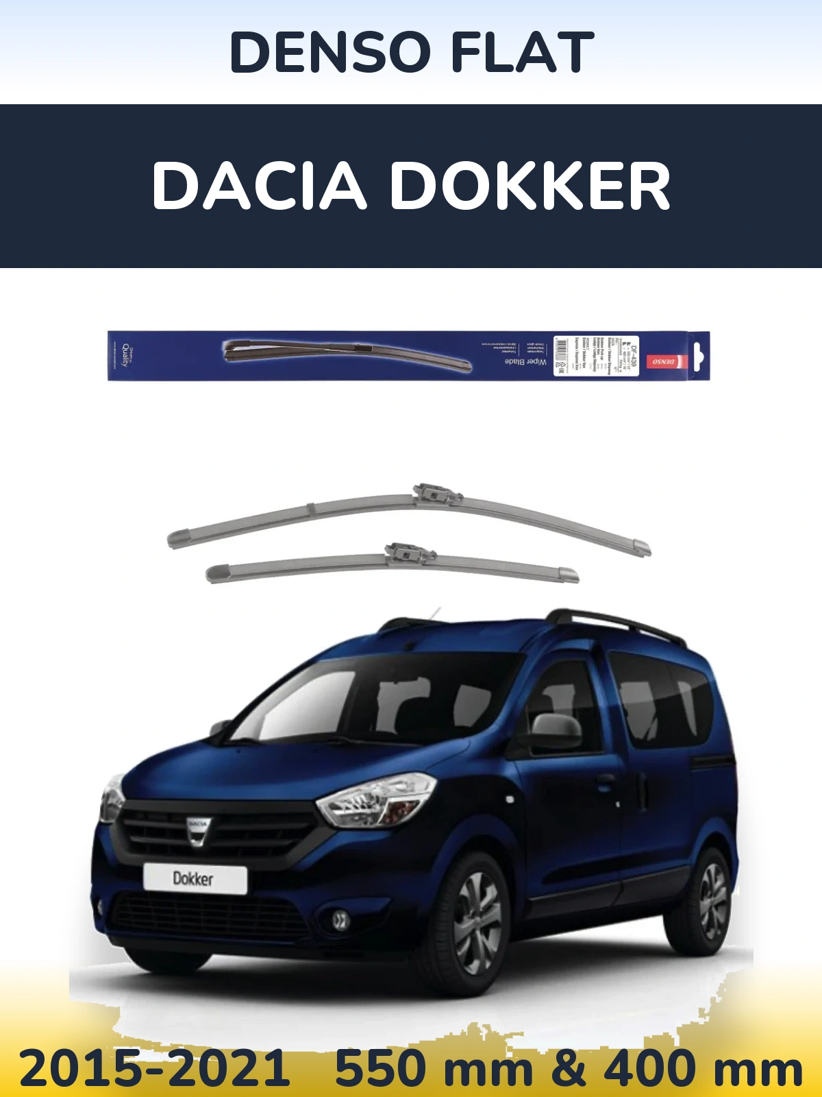 Front wiper blade set Denso Flat 550 & 400 mm for Dacia Dokker 2015-2021