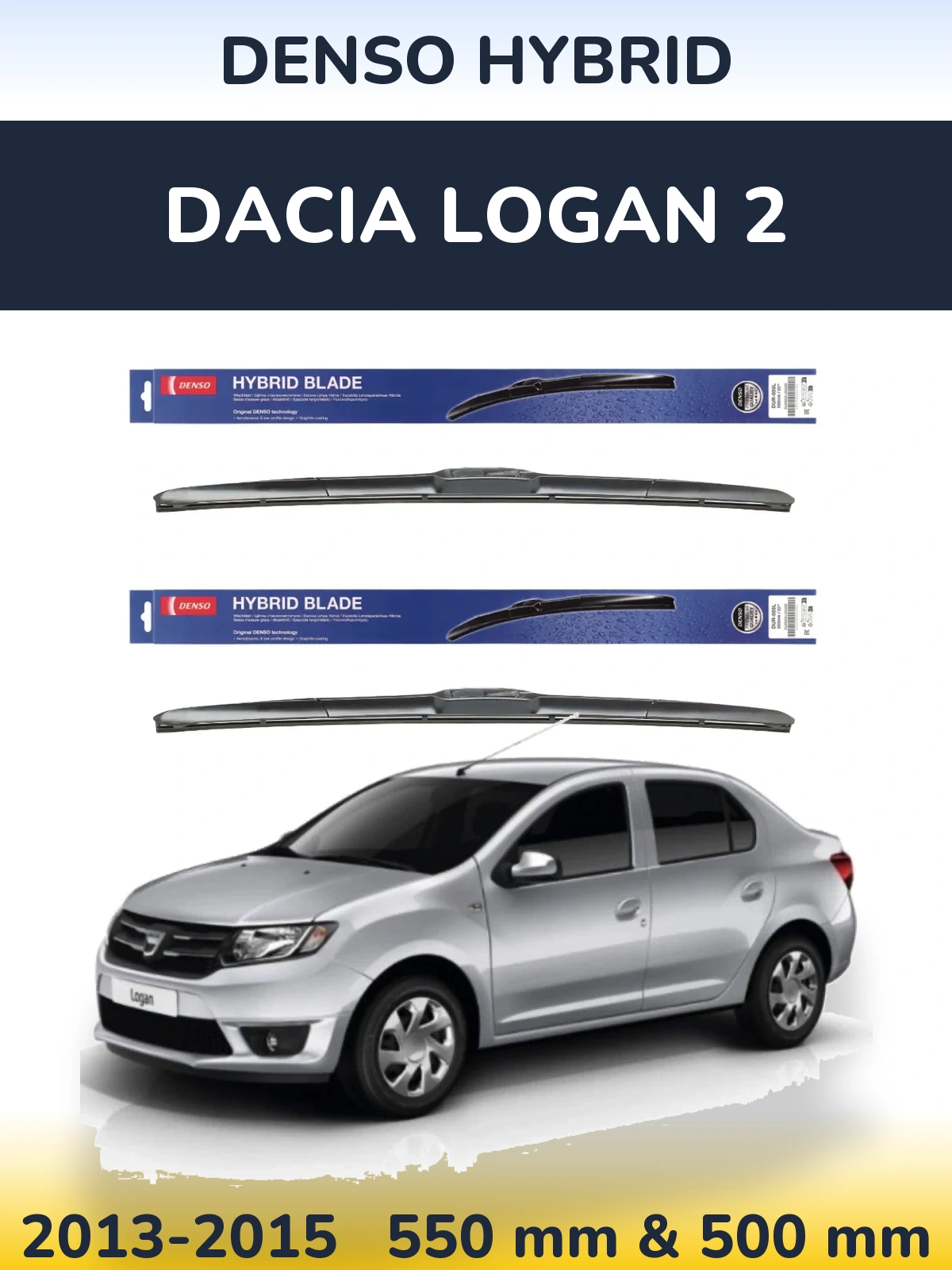 Komplet przednich wycieraczek Denso Hybrid 550 & 500 mm do Dacia Logan 2 2013-2015
