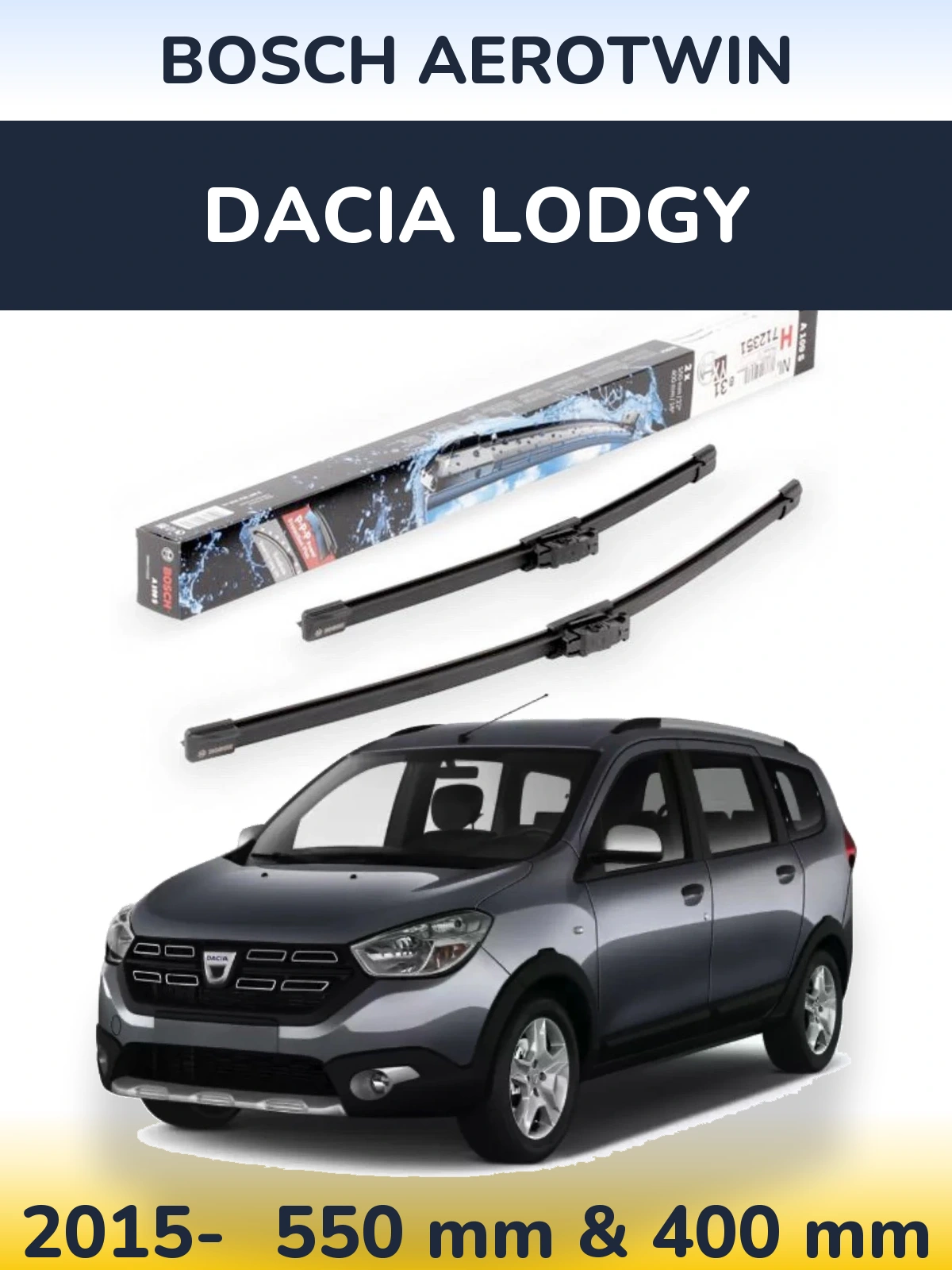 Komplet przednich wycieraczek BOSCH AeroTwin 550 & 400 mm do Dacia Lodgy 2015-2026
