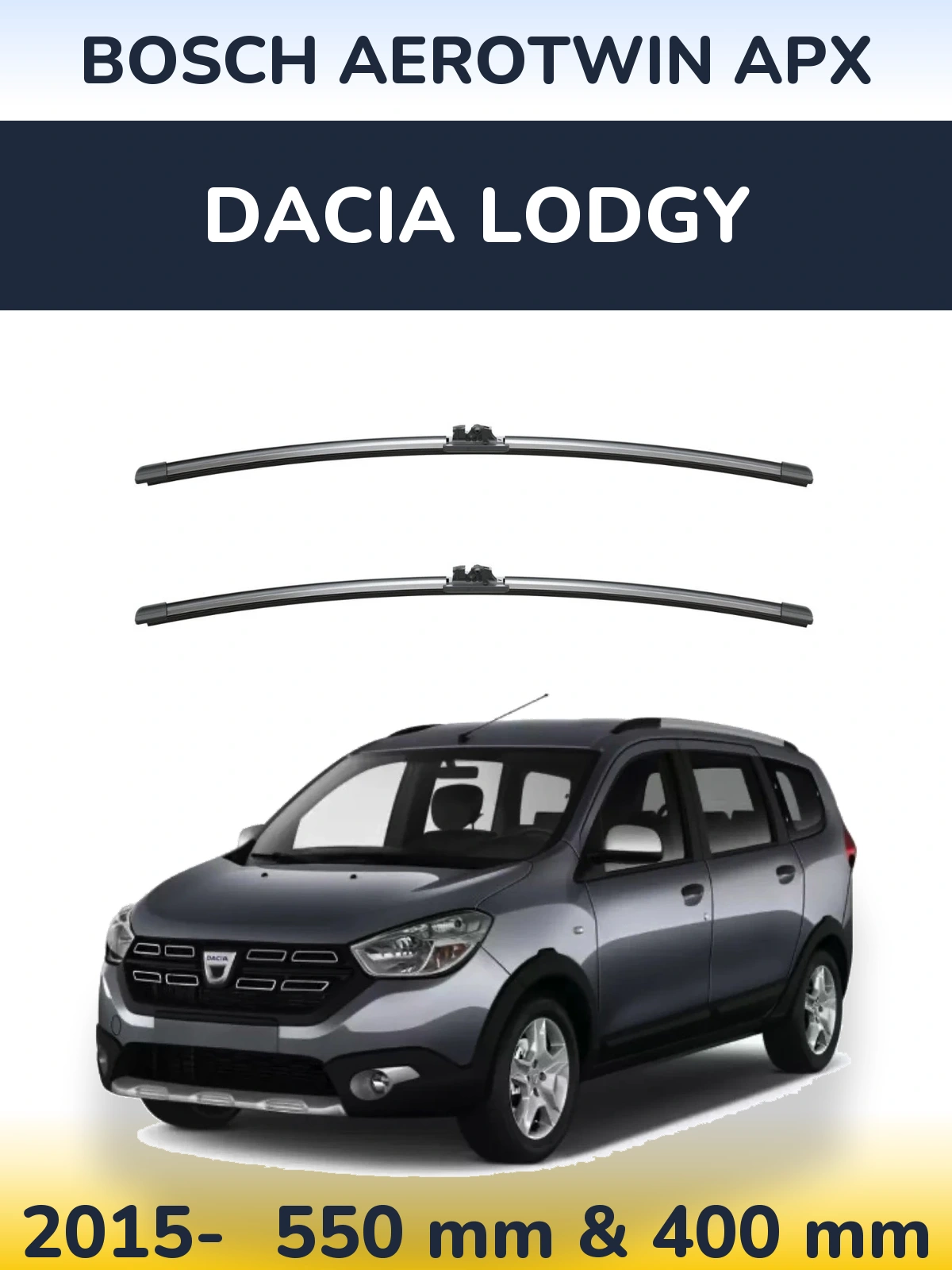 Komplet przednich wycieraczek BOSCH AeroTwin APX 550 & 400 mm do Dacia Lodgy 2015-2026