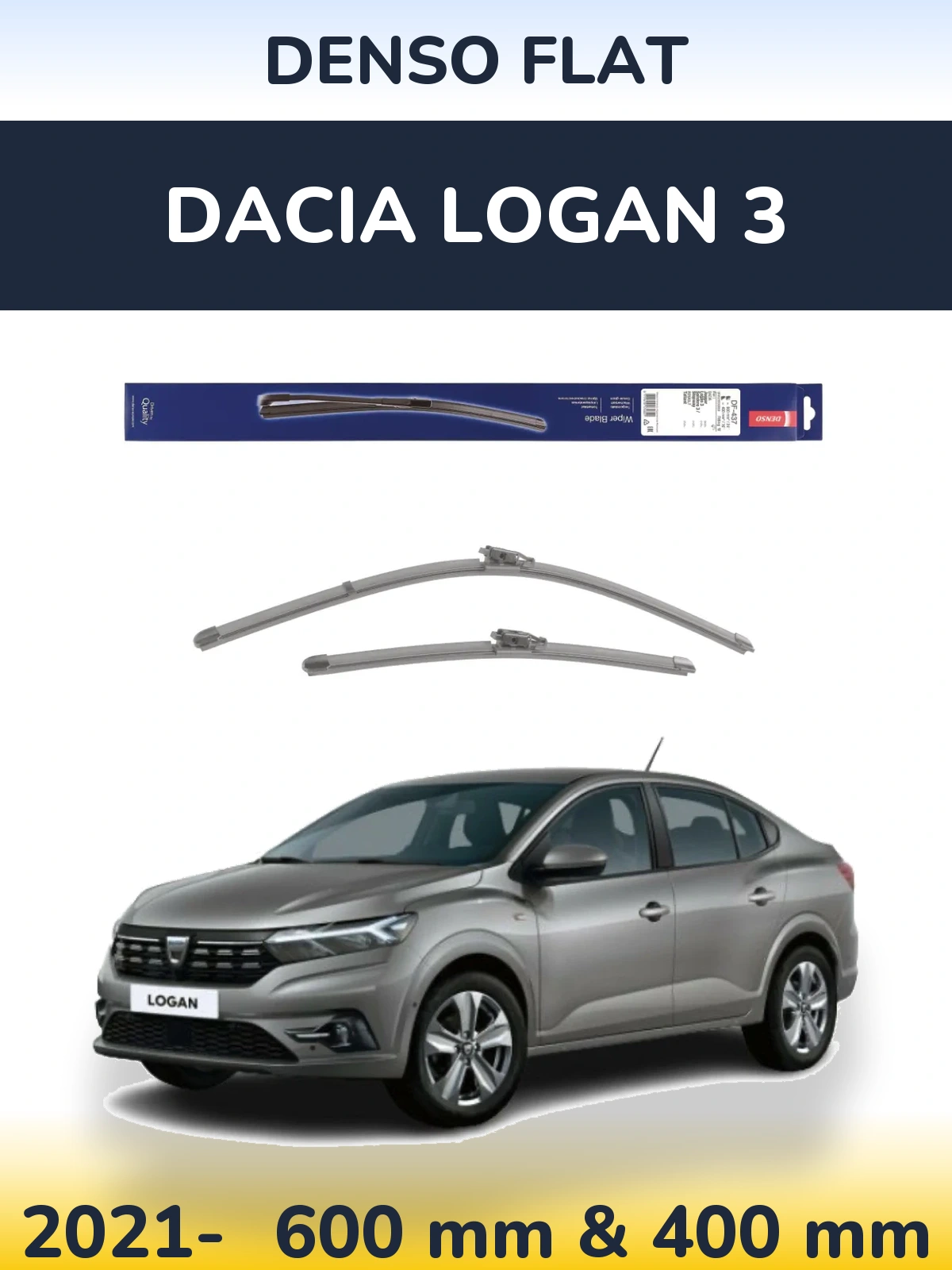 Комплект передних дворников Denso Flat 600 & 400 мм для Dacia Logan 3 2021-2026