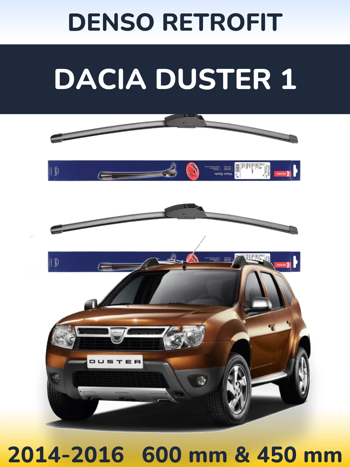Комплект передних дворников Denso Retrofit 600 & 450 мм для Dacia Duster 1 2014-2016