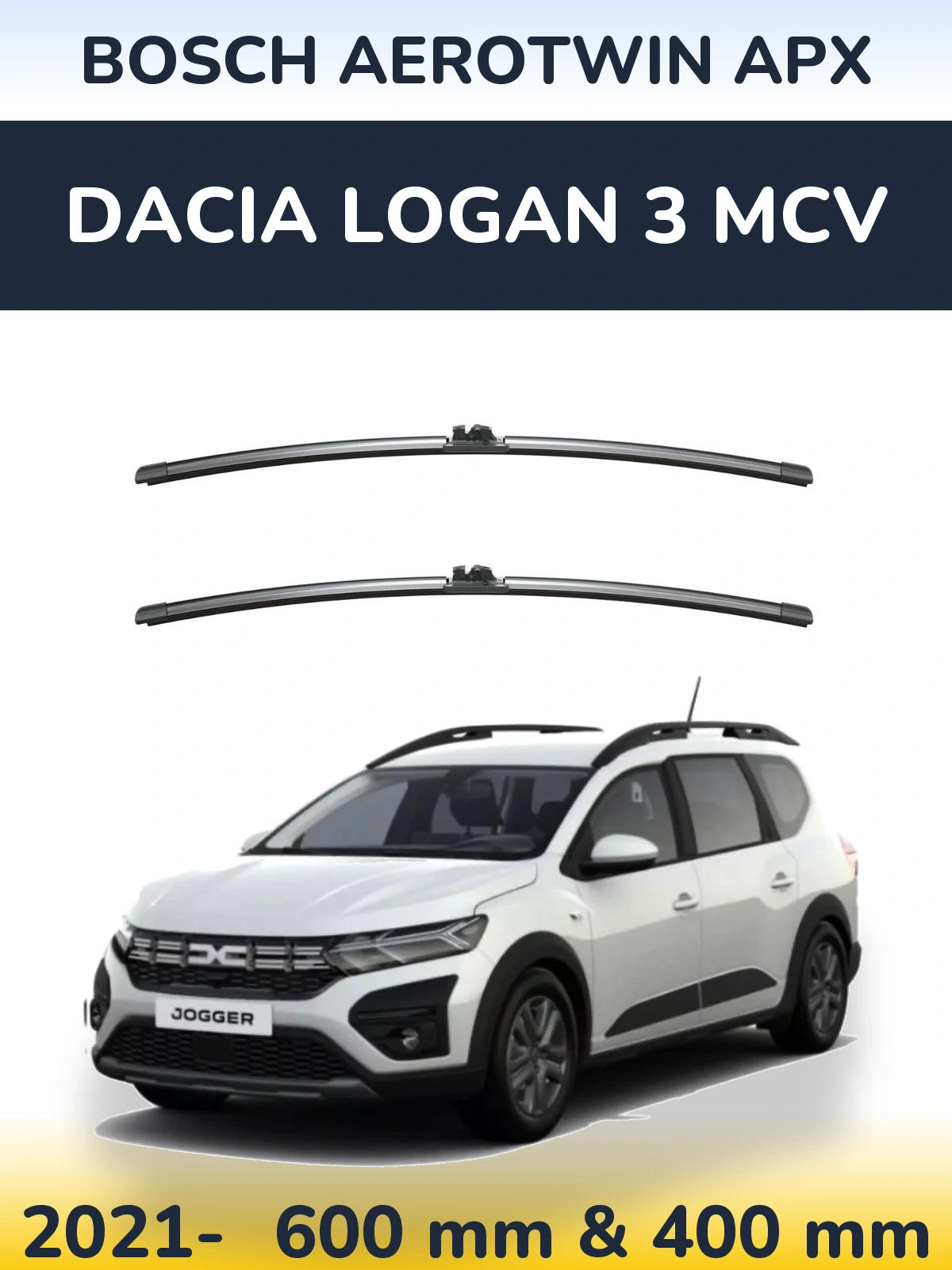 Komplet przednich wycieraczek BOSCH AeroTwin APX 600 & 400 mm do Dacia Logan 3 MCV 2021-2026