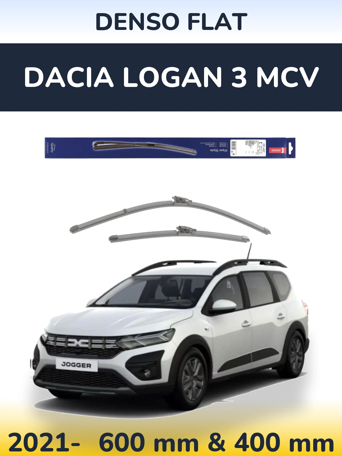 Комплект передніх щіток Denso Flat 600 & 400 мм для Dacia Logan 3 MCV 2021-2026