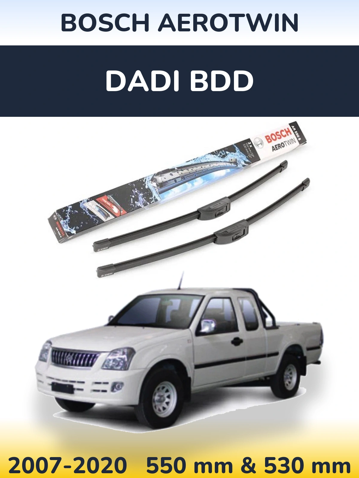 Komplet przednich wycieraczek BOSCH AeroTwin 550 & 530 mm do Dadi BDD 2007-2020