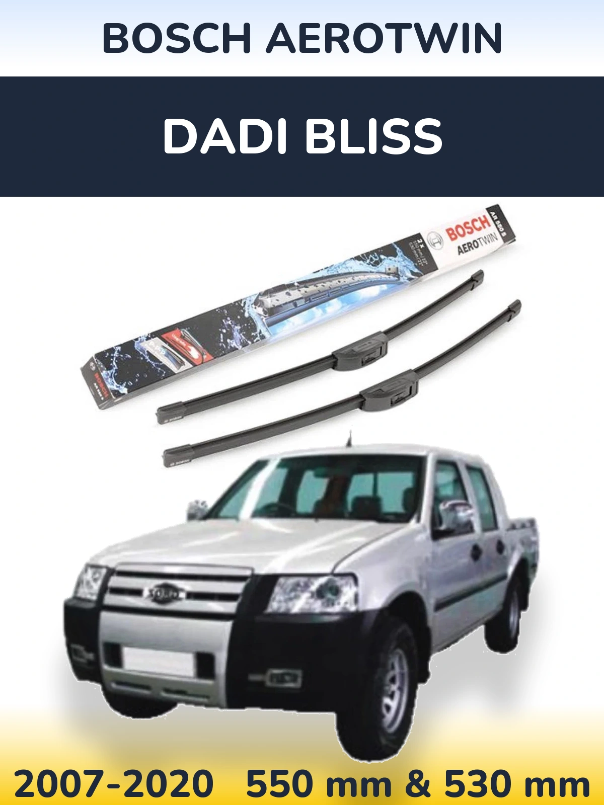 Комплект передних дворников BOSCH AeroTwin 550 & 530 мм для Dadi Bliss 2007-2020