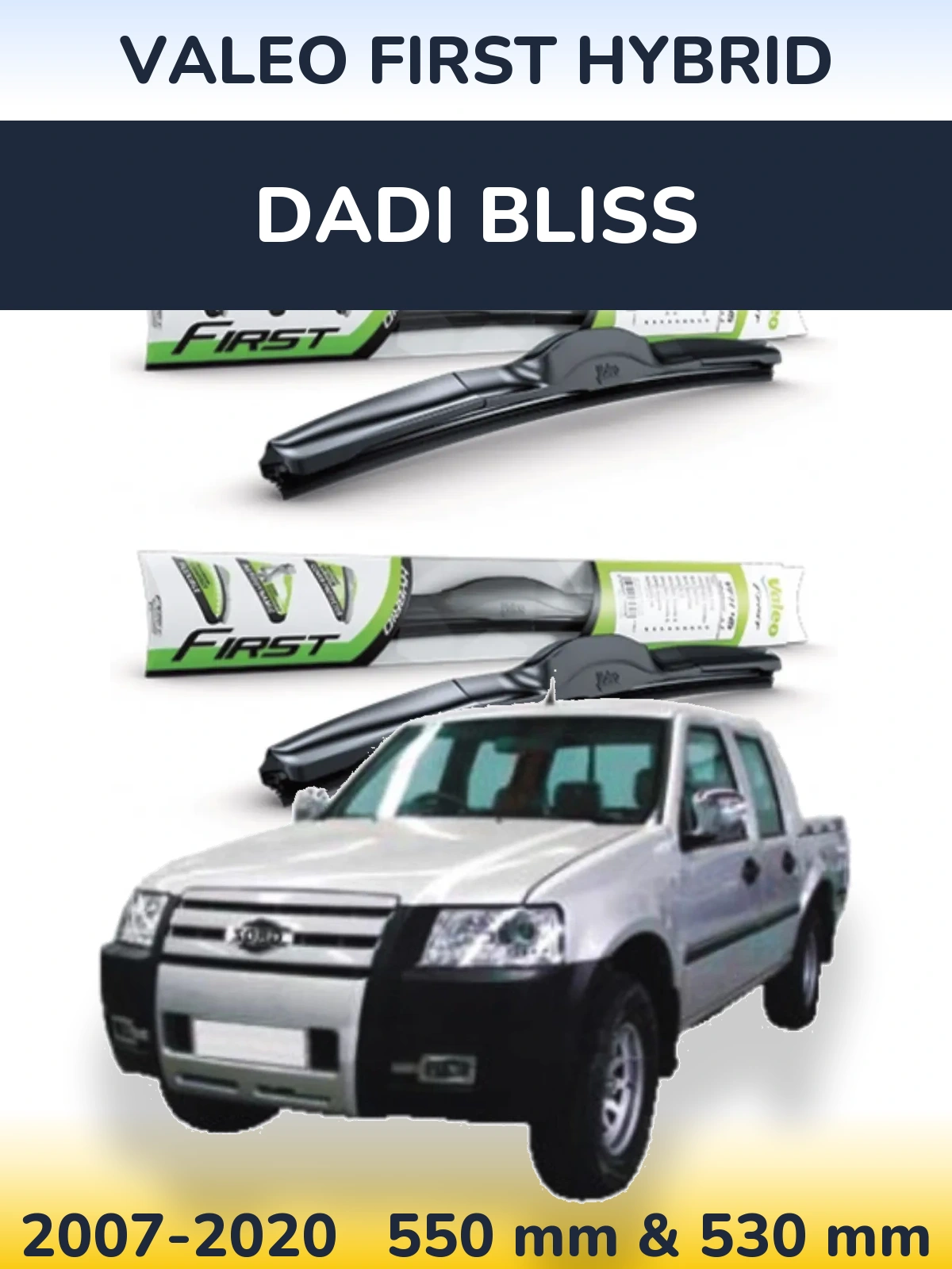 Комплект передніх щіток Valeo First Hybrid 550 & 530 мм для Dadi Bliss 2007-2020