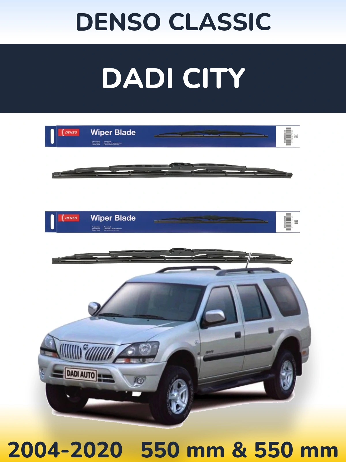 Komplet przednich wycieraczek Denso Classic 550 & 550 mm do Dadi City 2004-2020