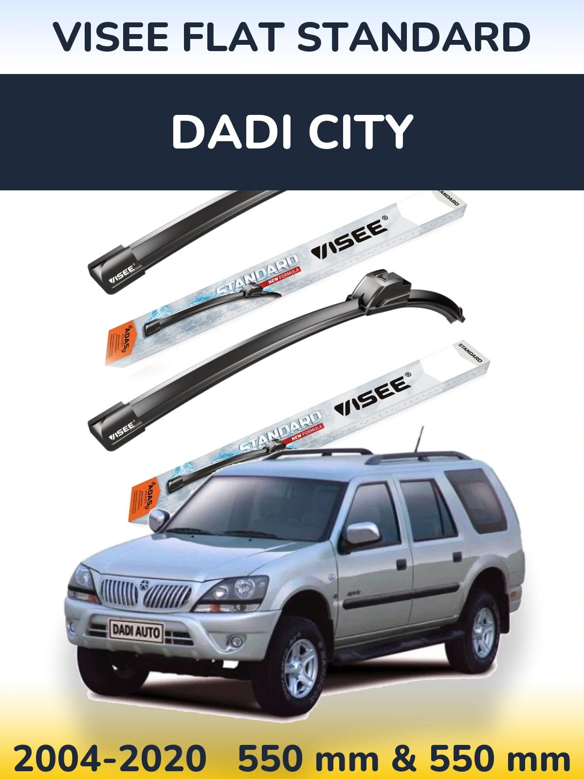 Komplet przednich wycieraczek VISEE FLAT STANDARD 550 & 550 mm do Dadi City 2004-2020