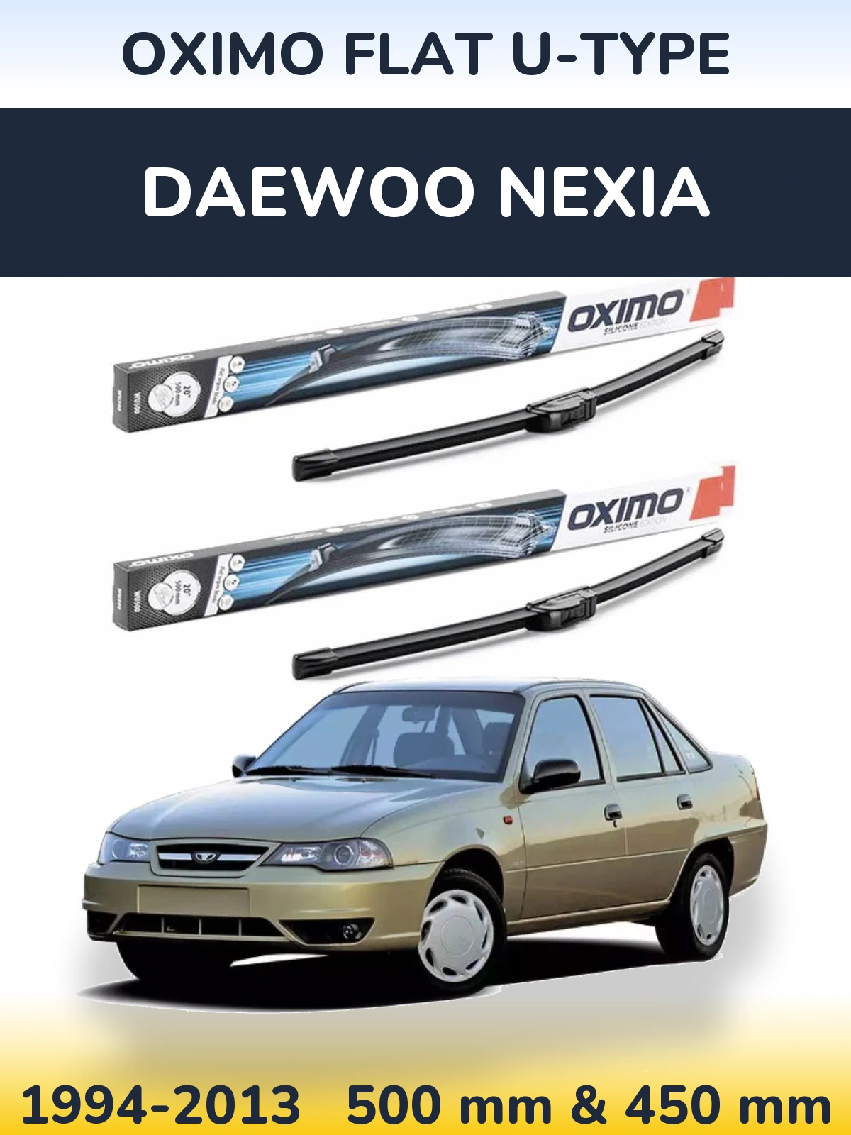 Komplet przednich wycieraczek Oximo Flat U-type 500 & 450 mm do Daewoo Nexia 1994-2013