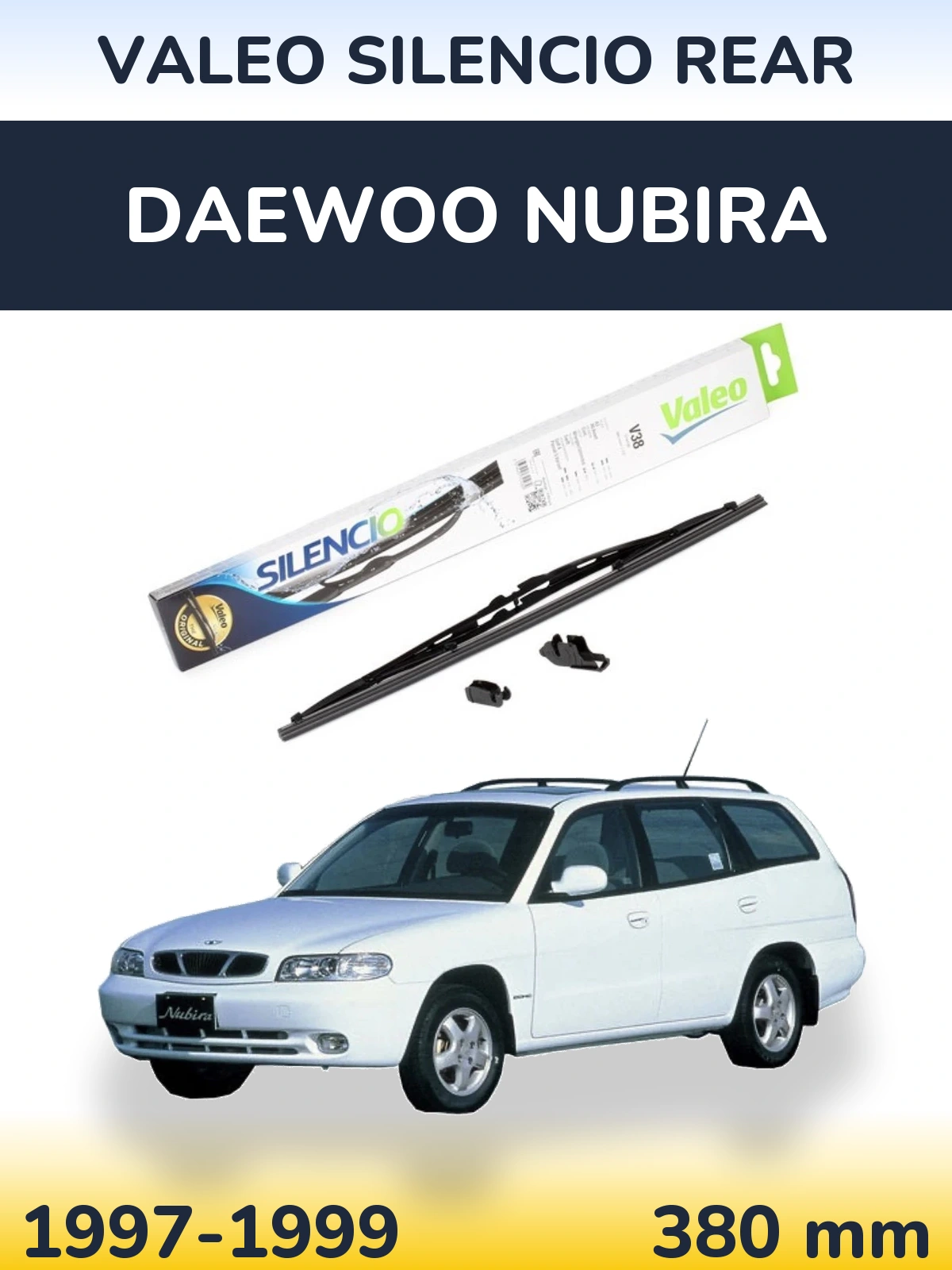 Rear wiper blade Valeo Silencio Rear 380 mm for Daewoo Nubira 1997-1999