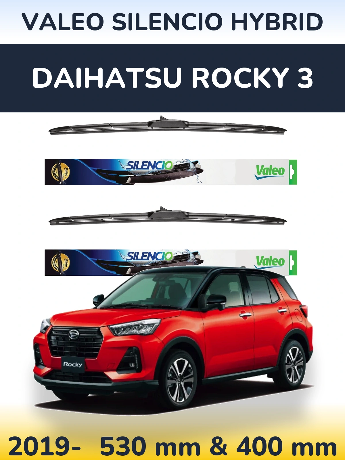 Комплект передних дворников Valeo Silencio Hybrid 530 & 400 мм для Daihatsu Rocky 3 2019-2026