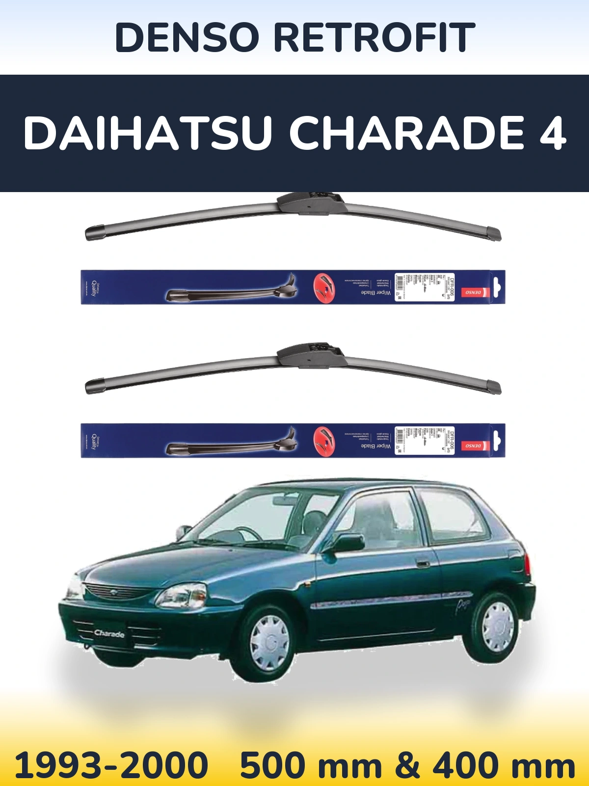 Komplet przednich wycieraczek Denso Retrofit 500 & 400 mm do Daihatsu Charade 4 1993-2000
