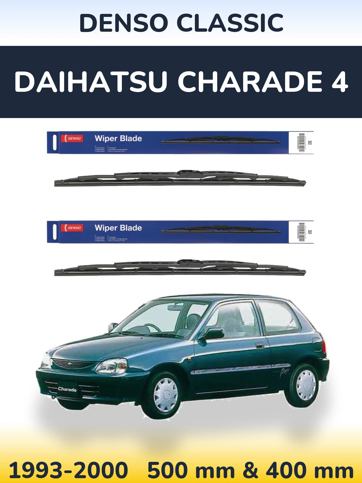 Komplet przednich wycieraczek Denso Classic 500 & 400 mm do Daihatsu Charade 4 1993-2000