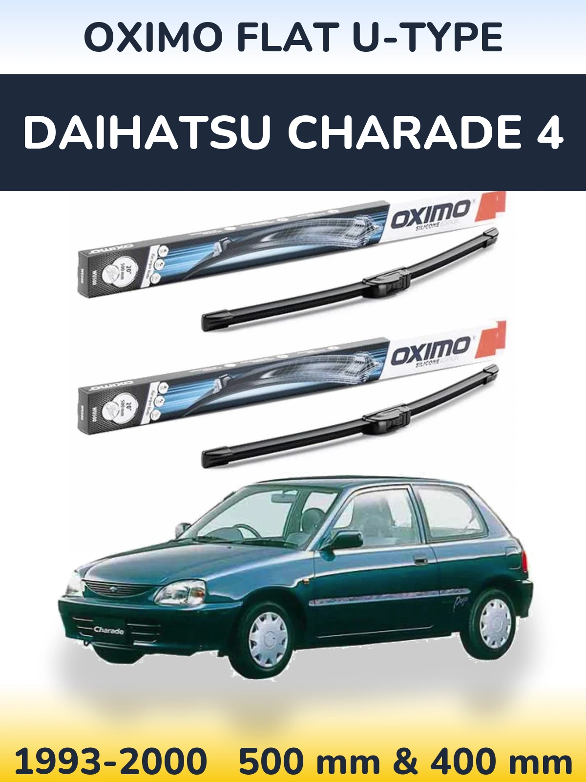 Комплект передних дворников Oximo Flat U-type 500 & 400 мм для Daihatsu Charade 4 1993-2000