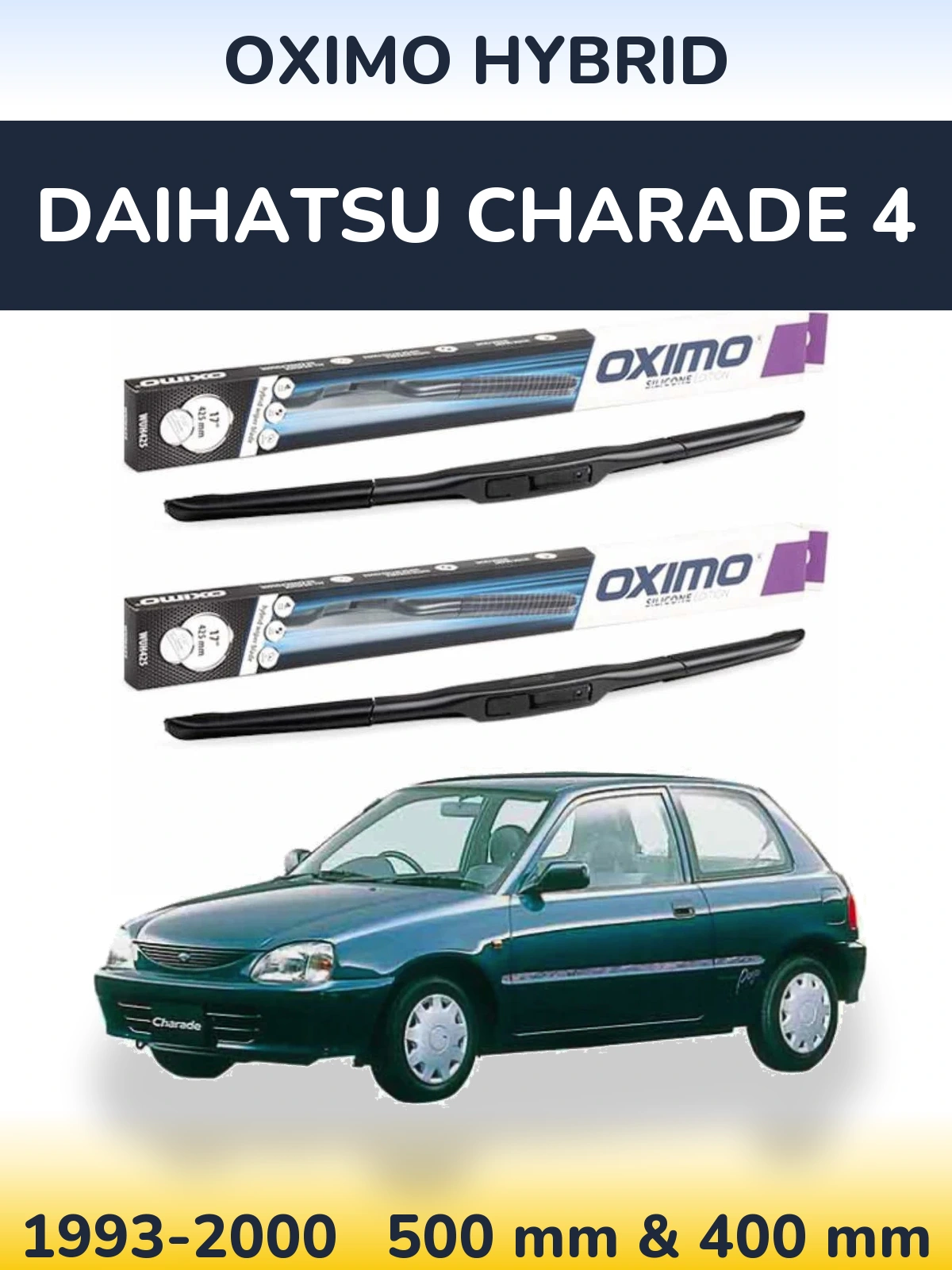 Komplet przednich wycieraczek Oximo Hybrid 500 & 400 mm do Daihatsu Charade 4 1993-2000