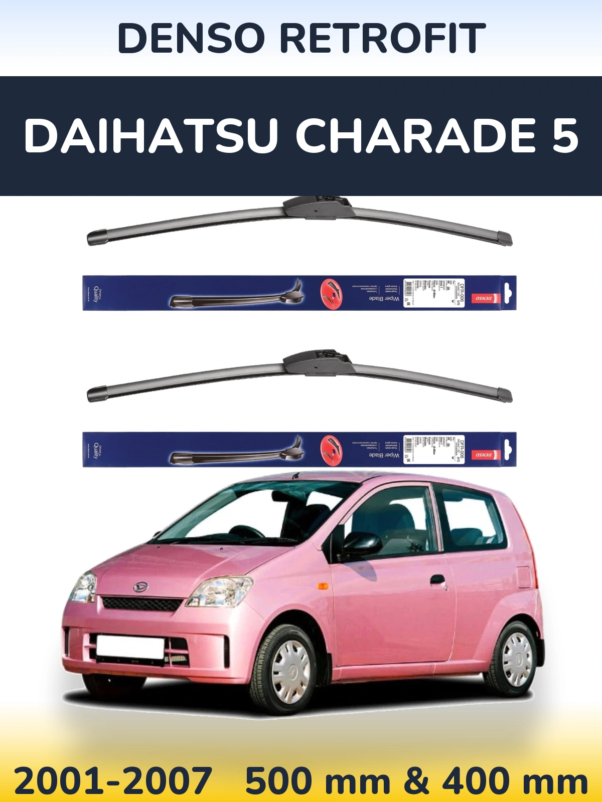 Комплект передних дворников Denso Retrofit 500 & 400 мм для Daihatsu Charade 5 2001-2007