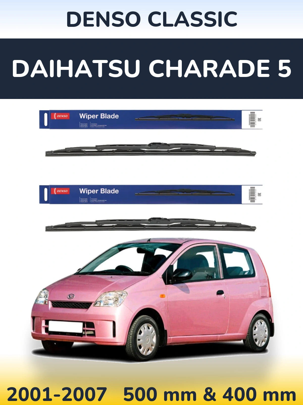 Komplet przednich wycieraczek Denso Classic 500 & 400 mm do Daihatsu Charade 5 2001-2007