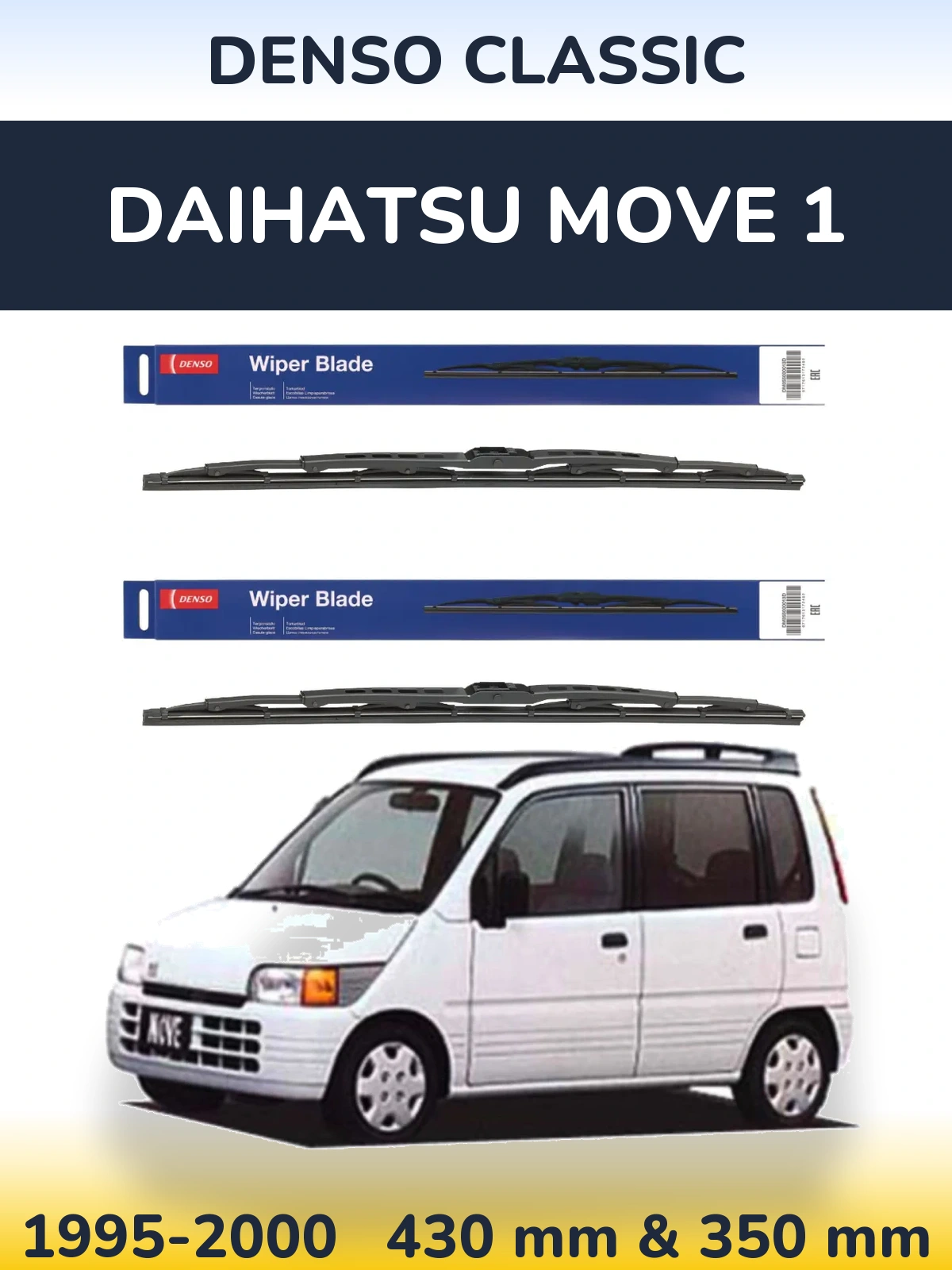 Komplet przednich wycieraczek Denso Classic 430 & 350 mm do Daihatsu Move 1 1995-2000