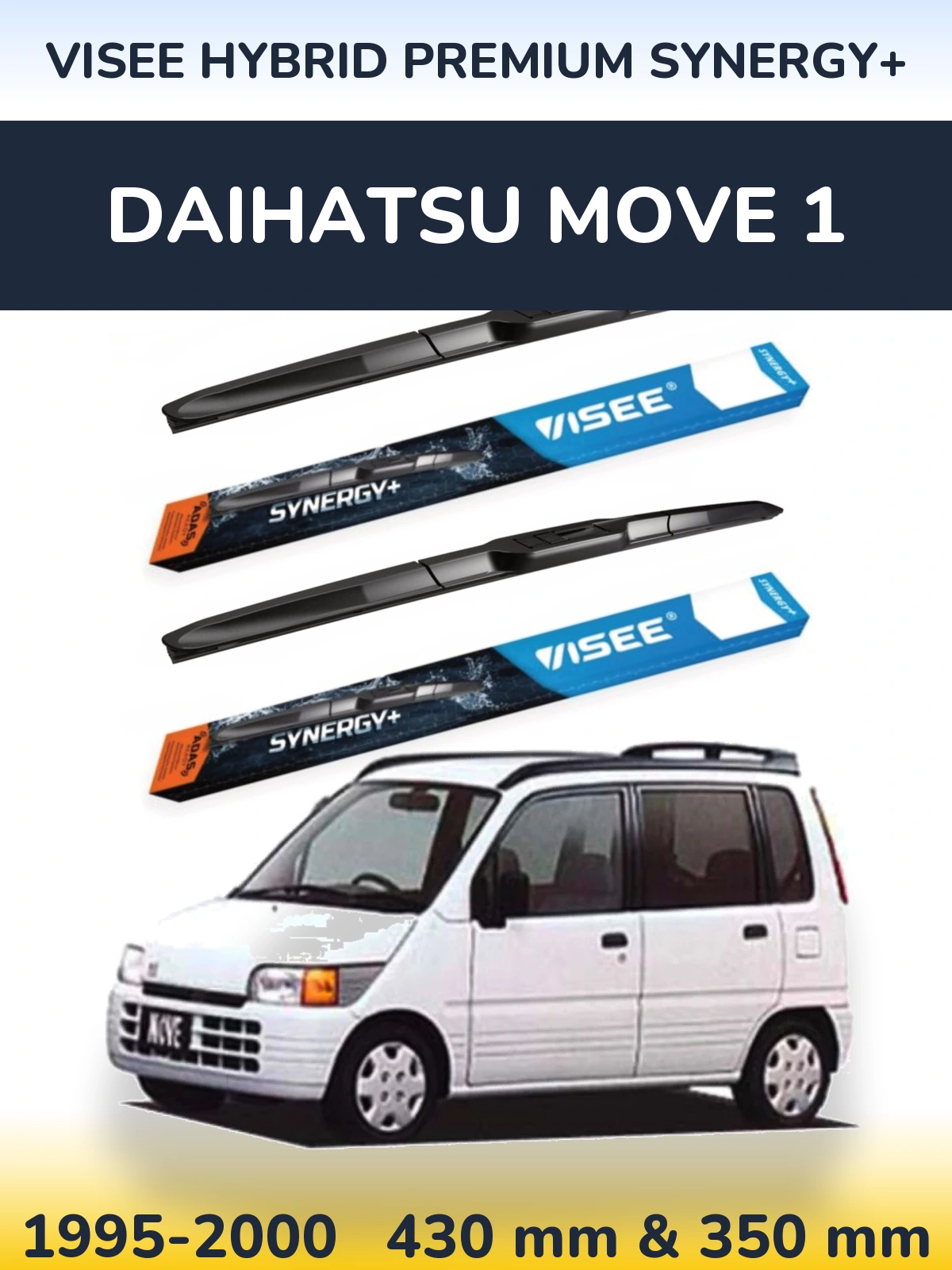 Komplet przednich wycieraczek VISEE HYBRID PREMIUM SYNERGY+ 430 & 350 mm do Daihatsu Move 1 1995-2000