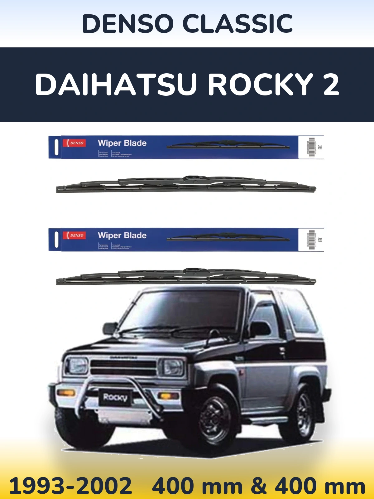 Front wiper blade set Denso Classic 400 & 400 mm for Daihatsu Rocky 2 1993-2002