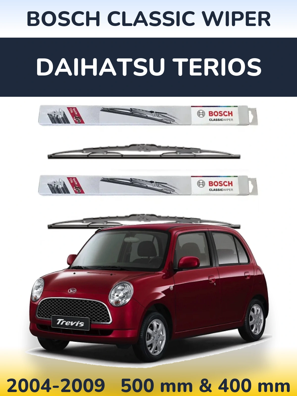 Комплект передних дворников BOSCH Classic Wiper 500 & 400 мм для Daihatsu Terios 2004-2009